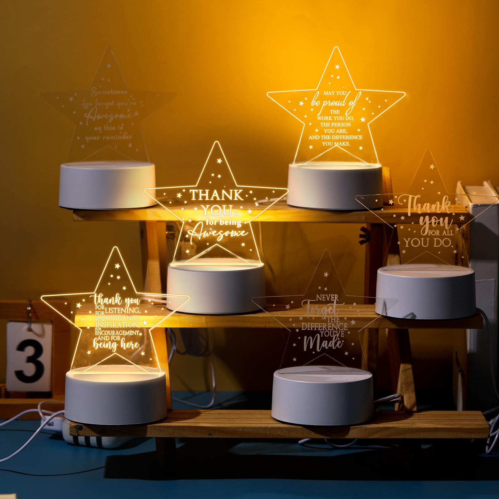 Kigley 6 Pcs Volunteer Appreciation Gifts Thank You Gifts For Employee Teachers Nurse Lab Week Acrylic Night Light Led Engraved