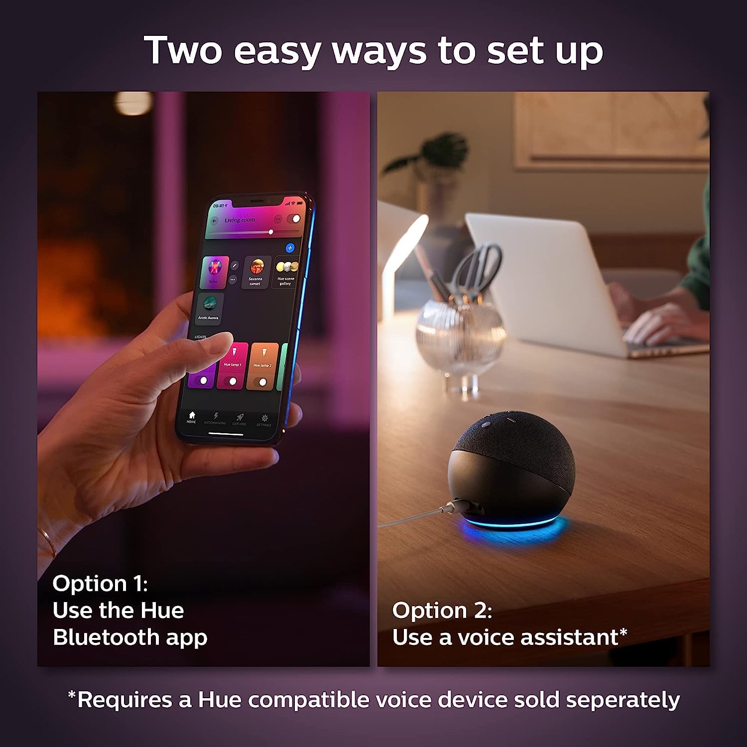 Philips Hue BR30 LED Smart Light Bulbs - Bluetooth, Alexa & Google Compatible - 2 Pack - White & Color Ambiance - Model 578096