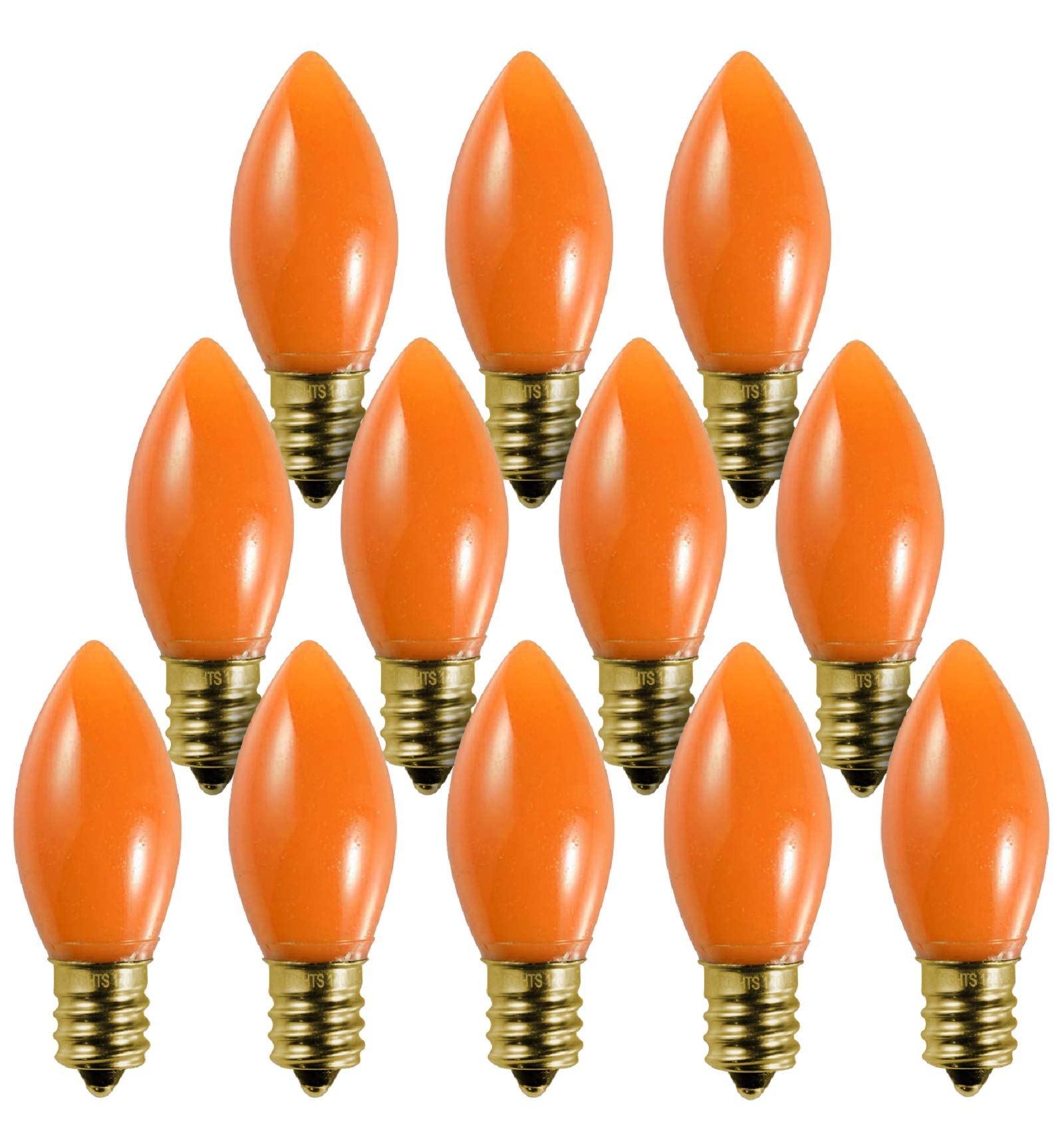 Bluex Bulbs C9 Orange Light Bulbs 7W Ceramic 12 Pack for Holiday Decorations