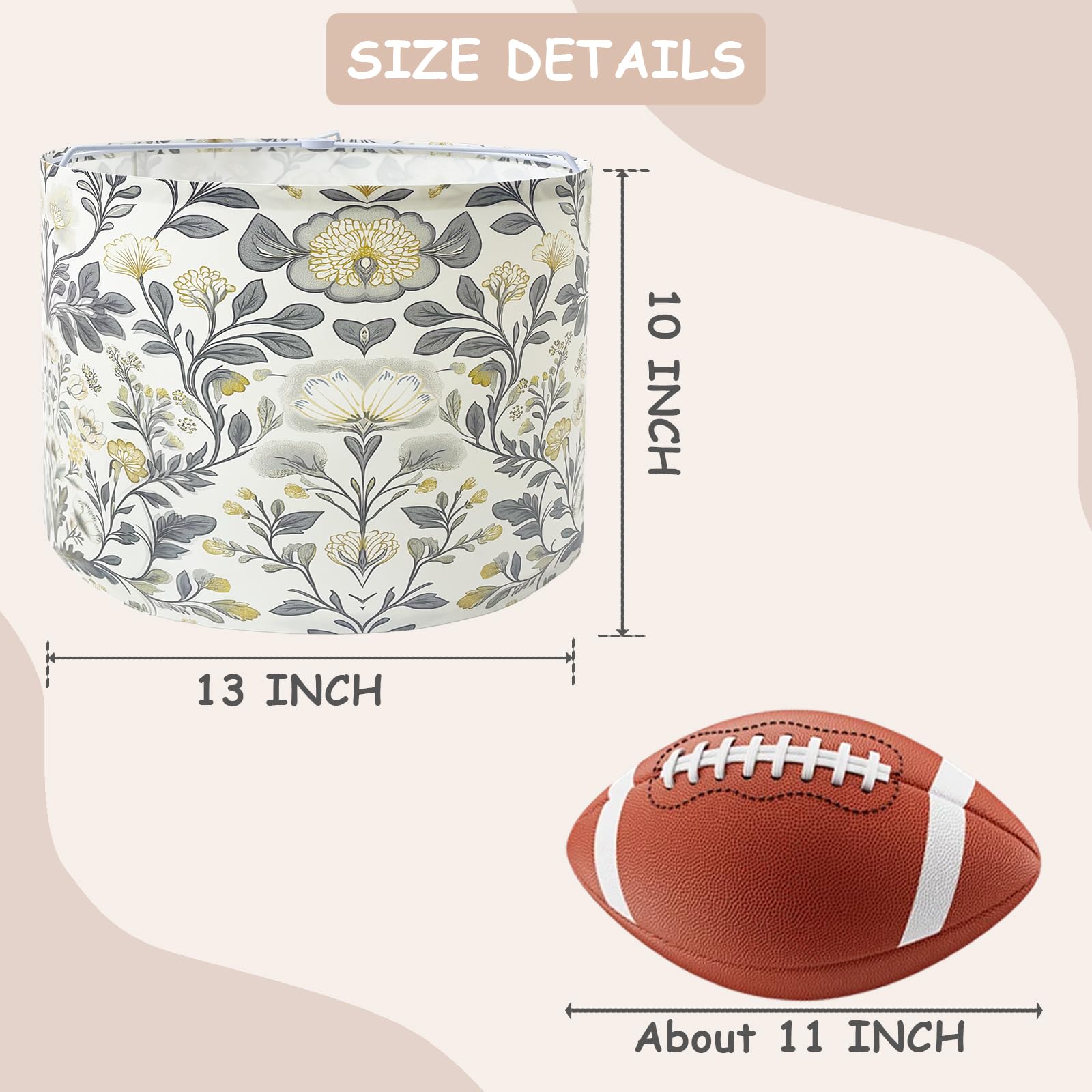 SERENEDWELLING Lamp Shades Drum 13in x 10in, Polymer, Black, 2 Pack, Medium Spider Fitter, Flower