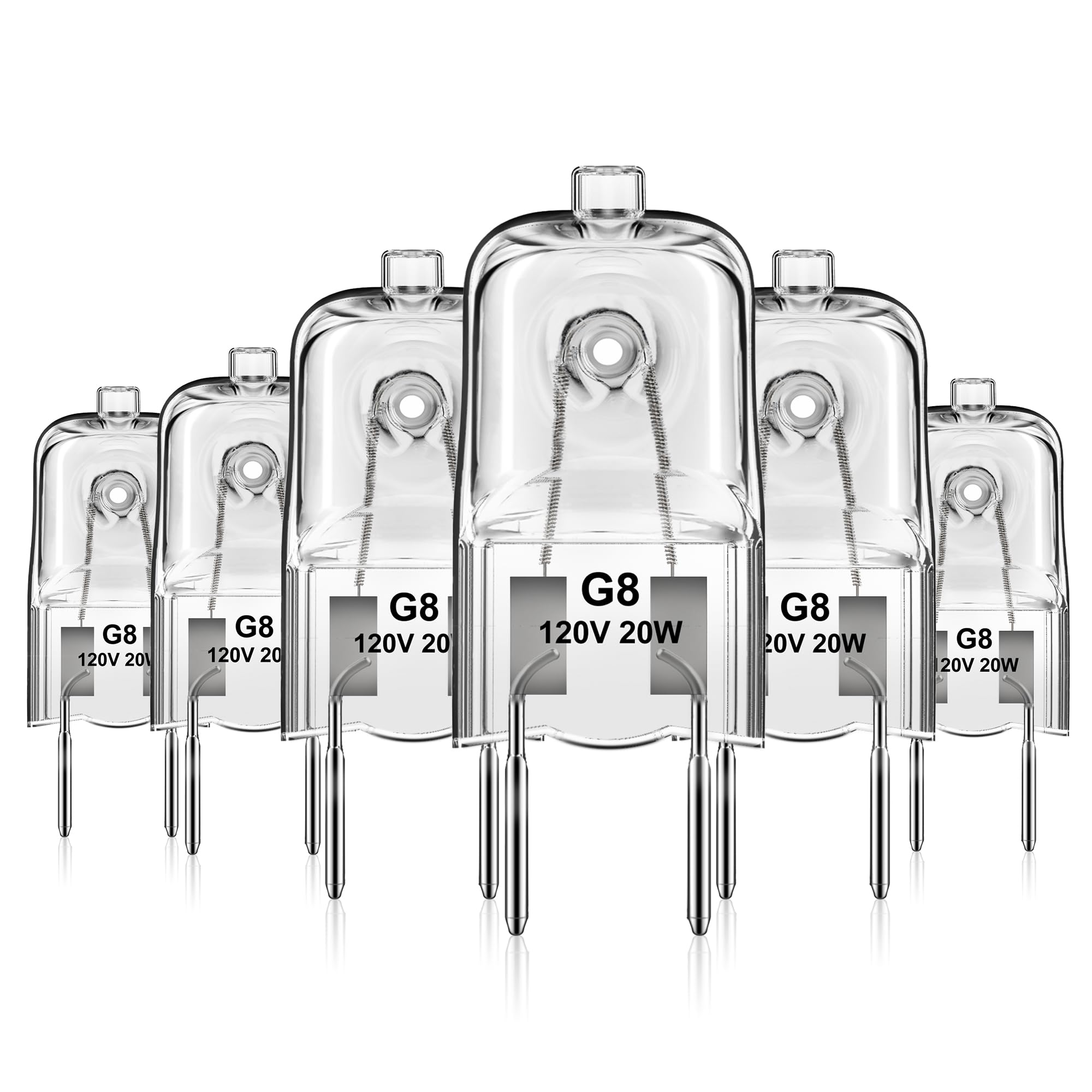 Flaspar G8 Halogen Light Bulbs, 20W Bi-Pin Base, 120V Dimmable T4 Jcd Type For Microwave Hood, Warm White Under Cabinet Puck Lig