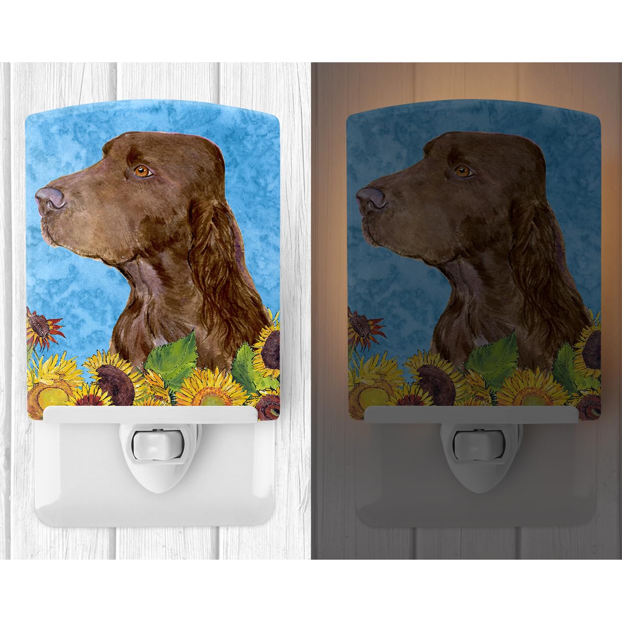 Carolines Treasures Ceramic Night Light, SS4159CNL, 6x4x3in, Field Spaniel, Multicolor, UL-Certified for Bedroom, Bathroom, Nursery