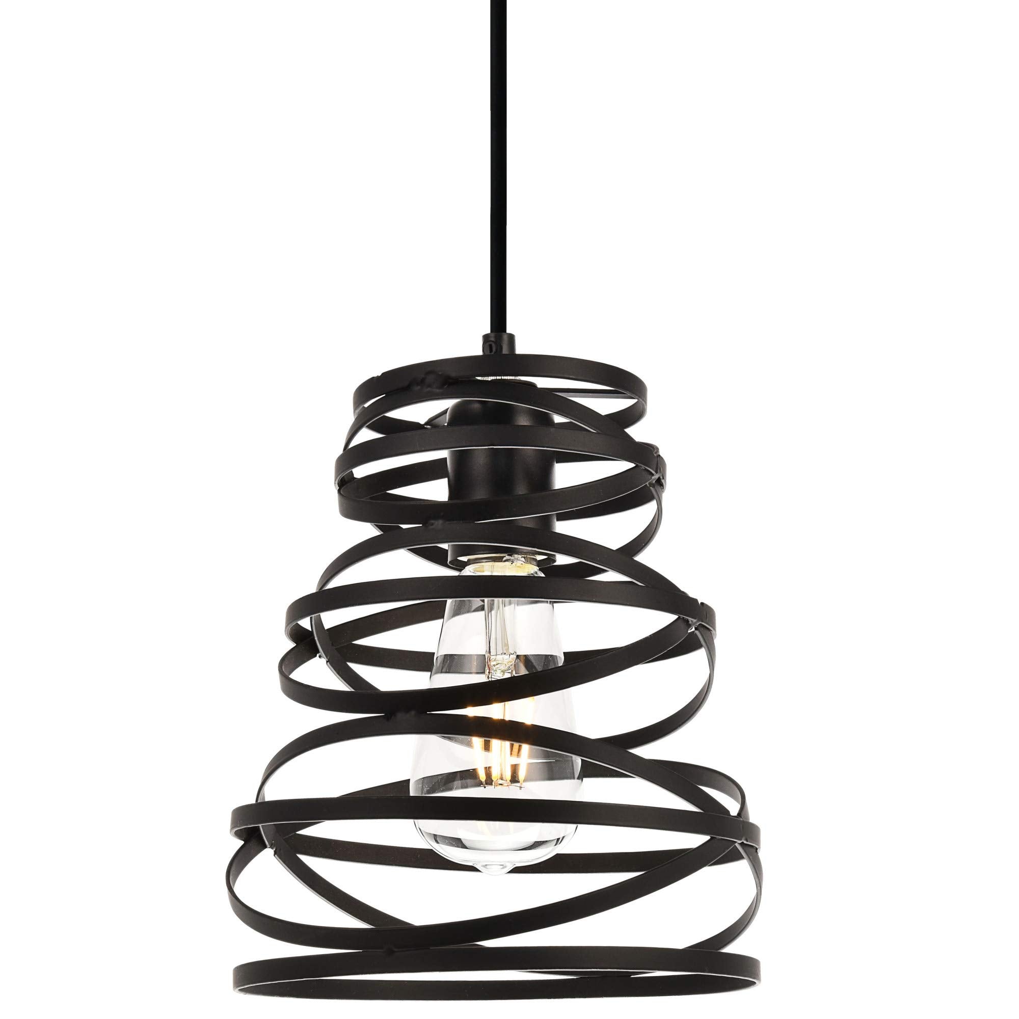 Elegant Lighting Living District Sybil Collection Pendant D7.5 H9.2 Lt:1 Matte Black Finish