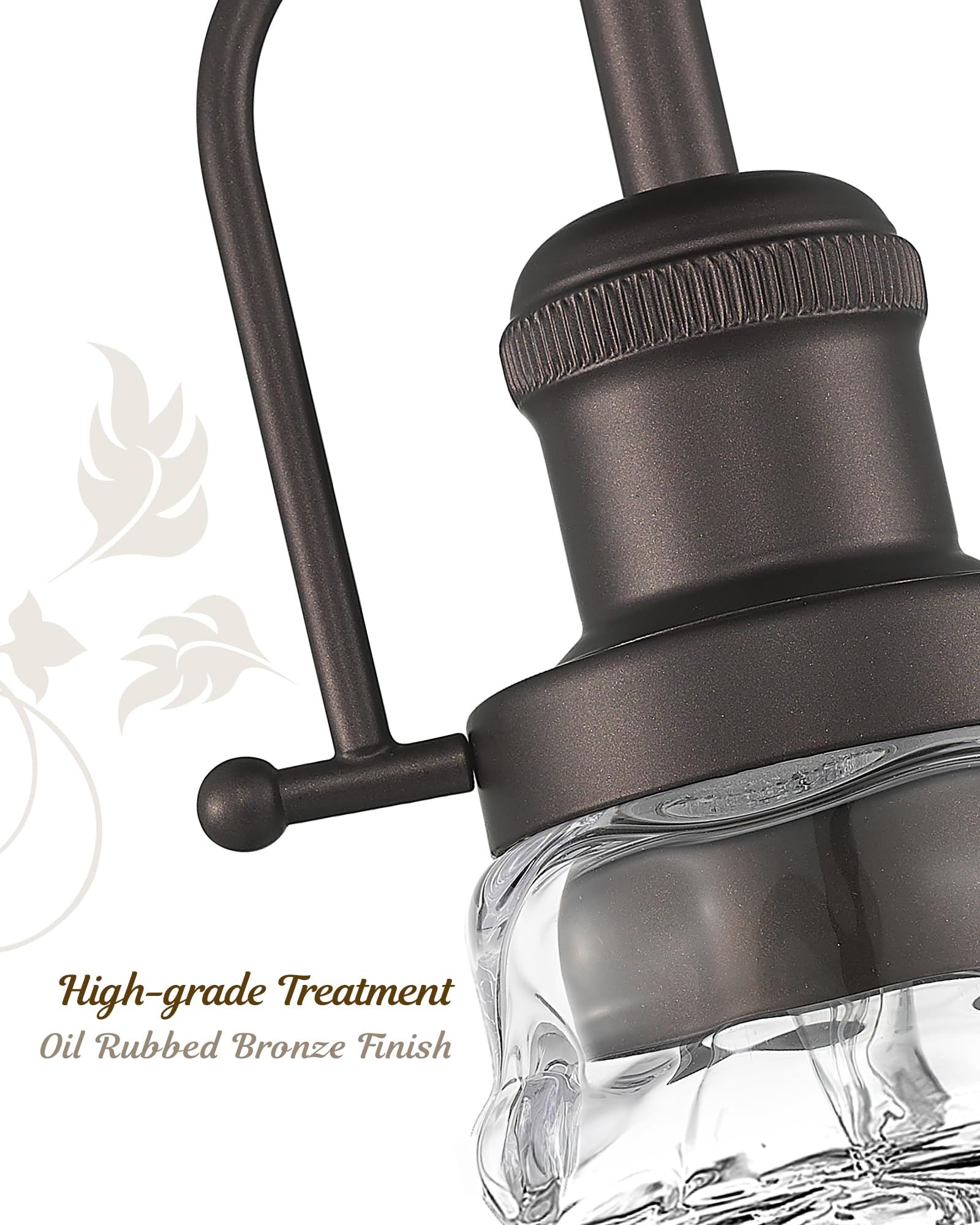 FEMILA 11in Farmhouse Flush Mount Ceiling Light, Oil Rubbed Bronze, Water Ripple Glass Shade, Model 4FY09-F ORB-WG