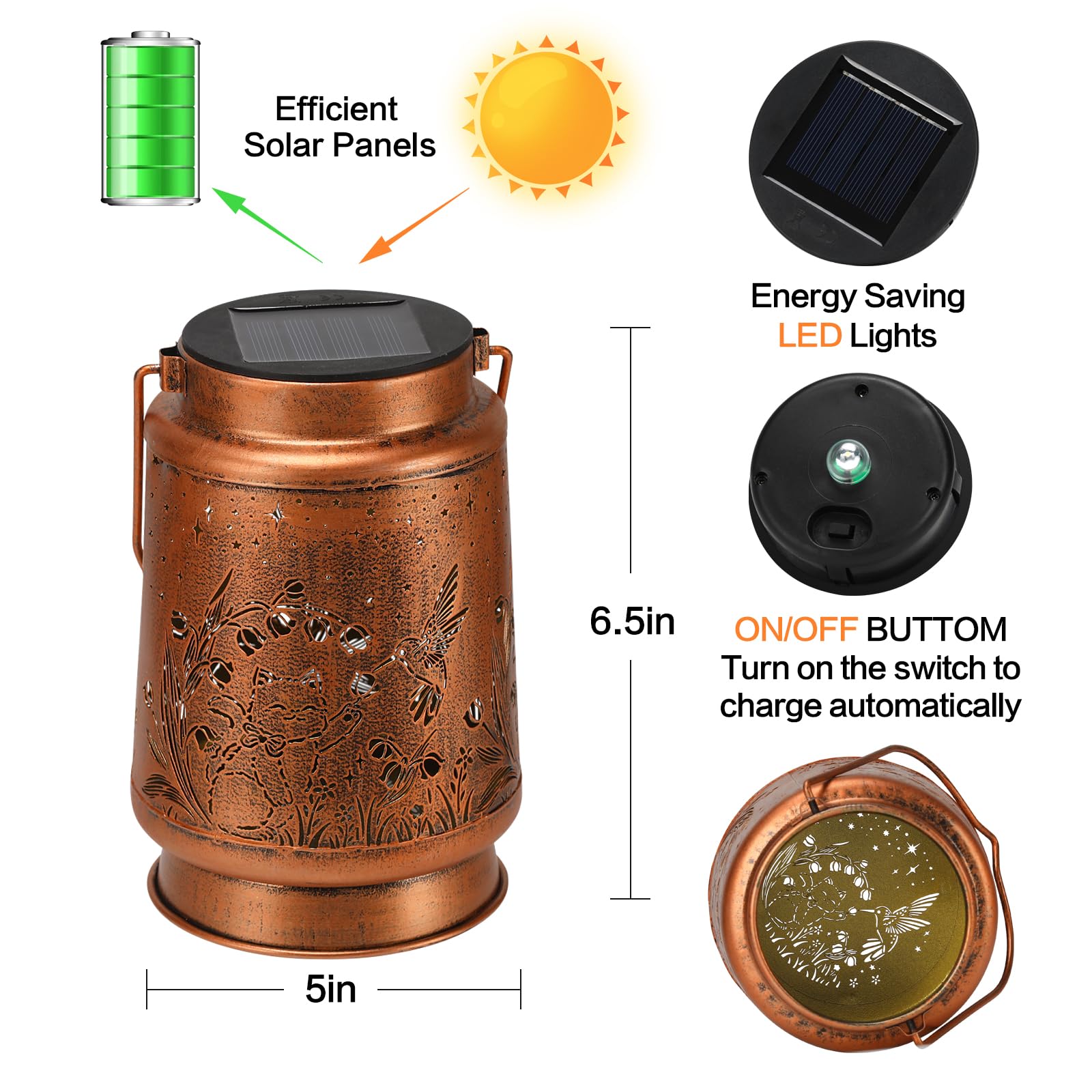 Hummingbird Solar Lanterns Outdoor Waterproof Garden Decor, Metal Led Garden Light,For Yard, Patio, Lawn, Tabletop, Pathway, Lan