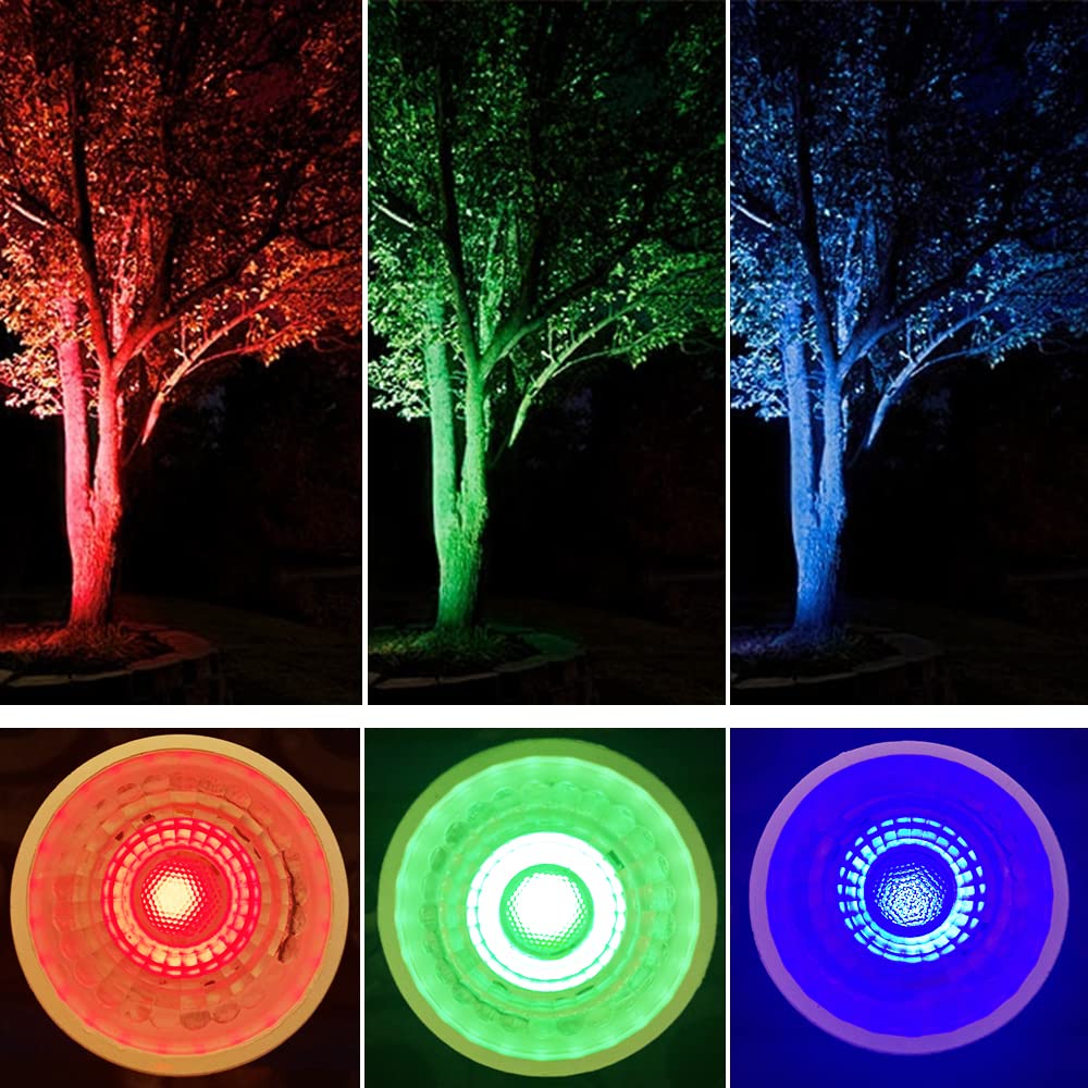 TUMUPSM RGB MR16 LED Bulb, 12V 5W GU5.3, Non-Dimmable Landscape Light, 6-Pack Mix Color