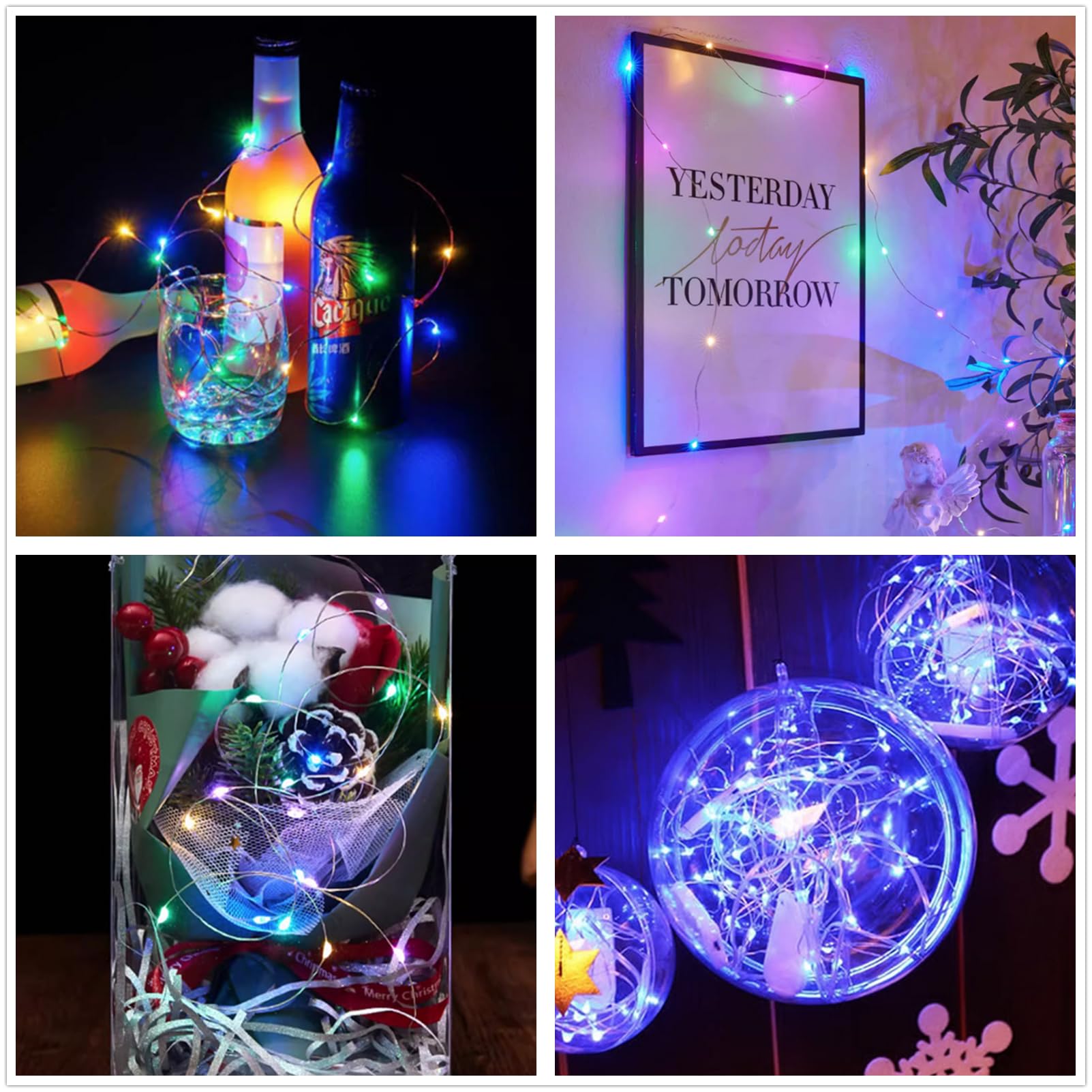 Ranlraka 7Ft Battery Operated String Lights, 20 Led Fairy Waterproof Copper Wire, Multi-Colored, 2 Pack For Halloween & Christmas Decor
