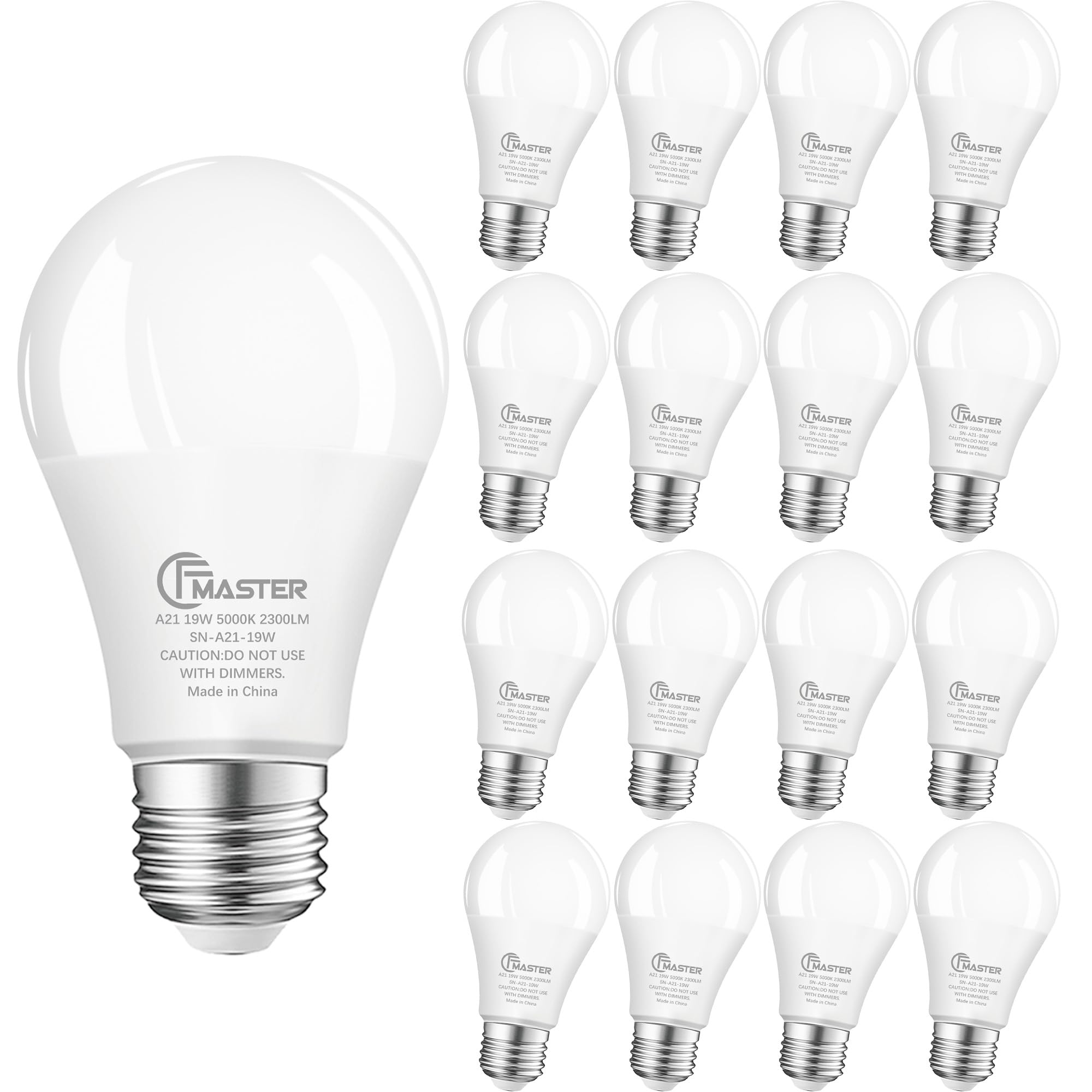 Cfmaster A21 Led Light Bulb, 150W Equivalent Light Bulbs, 19W 5000K Daylight Led Bulbs, 2300 Lumens Cri 85+, Non-Dimmable Light 