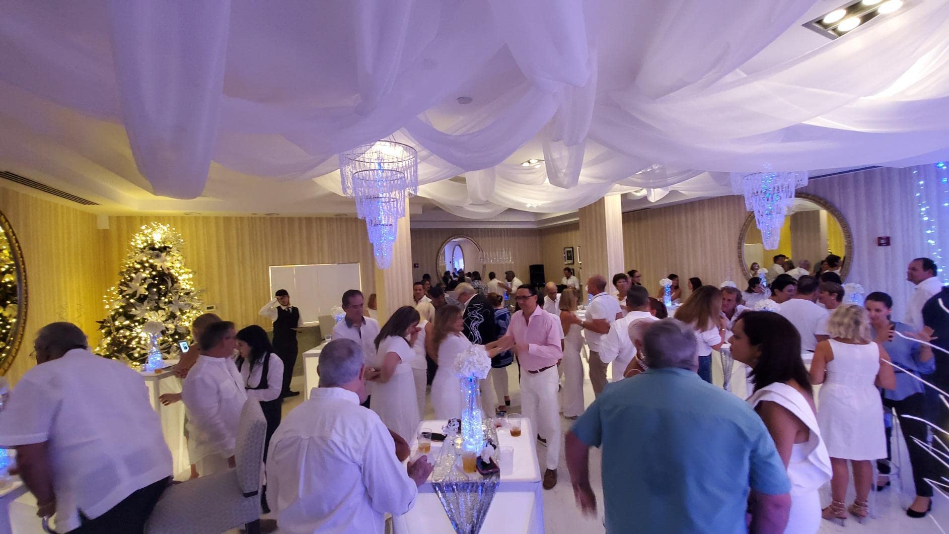 Flavorthings 4-Tier Iridescent Faux Crystal Chandelier - 24&quot; Wide, 3 Ft Long For Weddings & Events