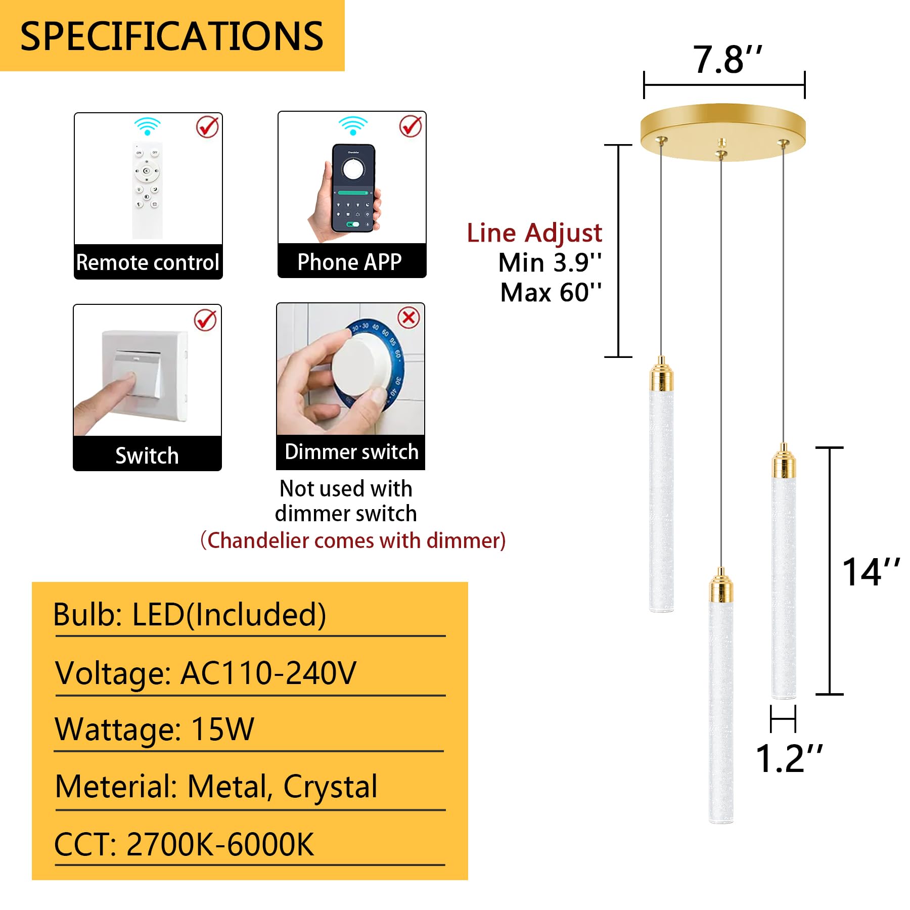 Pendant Lights Kitchen Island Mini Chandelier Gold Pendant Light Crystal Light Fixtures Adjustable Hanging Ceiling Hanging Light