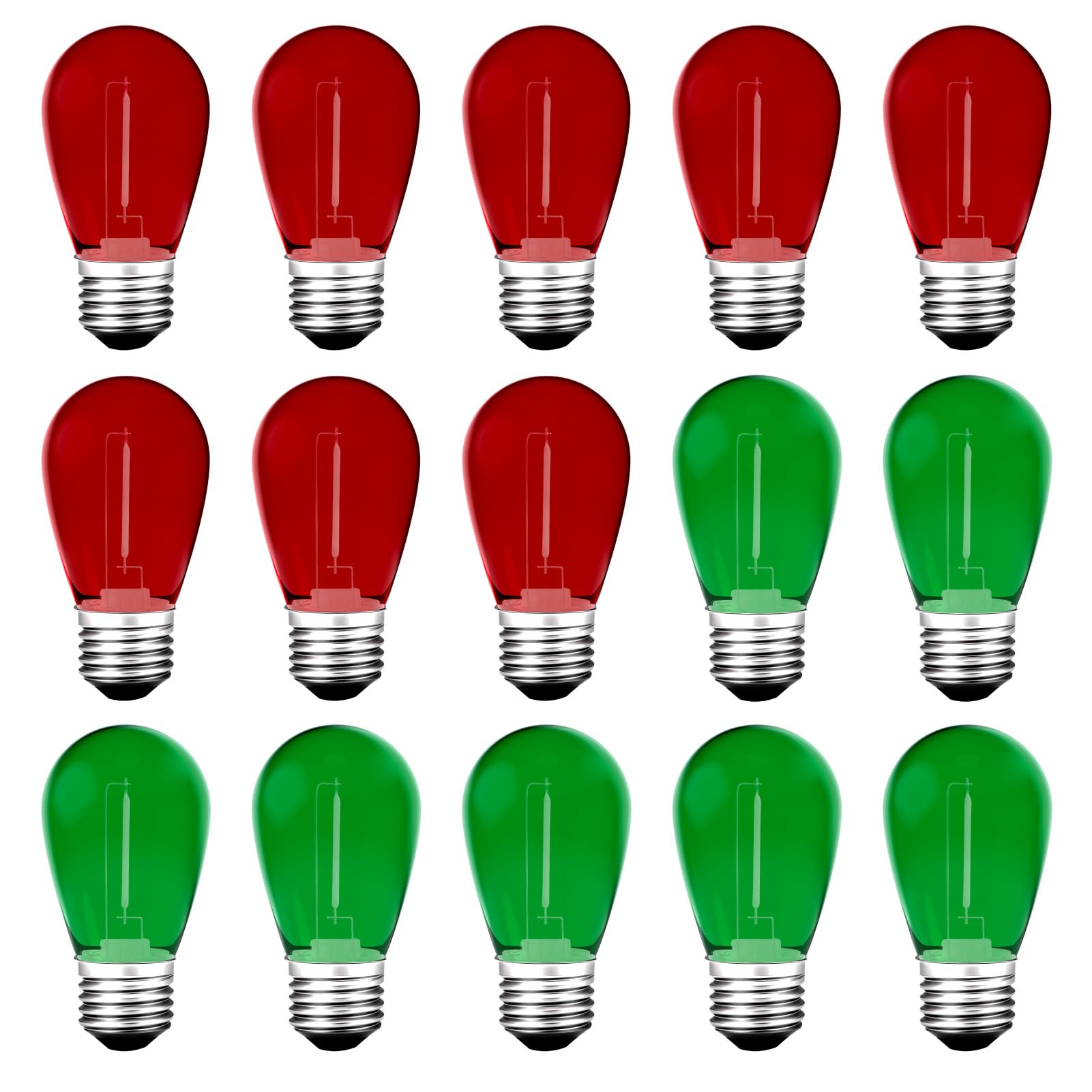 Meconard S14 Colored Led String Light Bulbs,1 Watt Plastic Shatterproof Waterproof Outdoor Indoor Replacement Bulbs For Home Dec