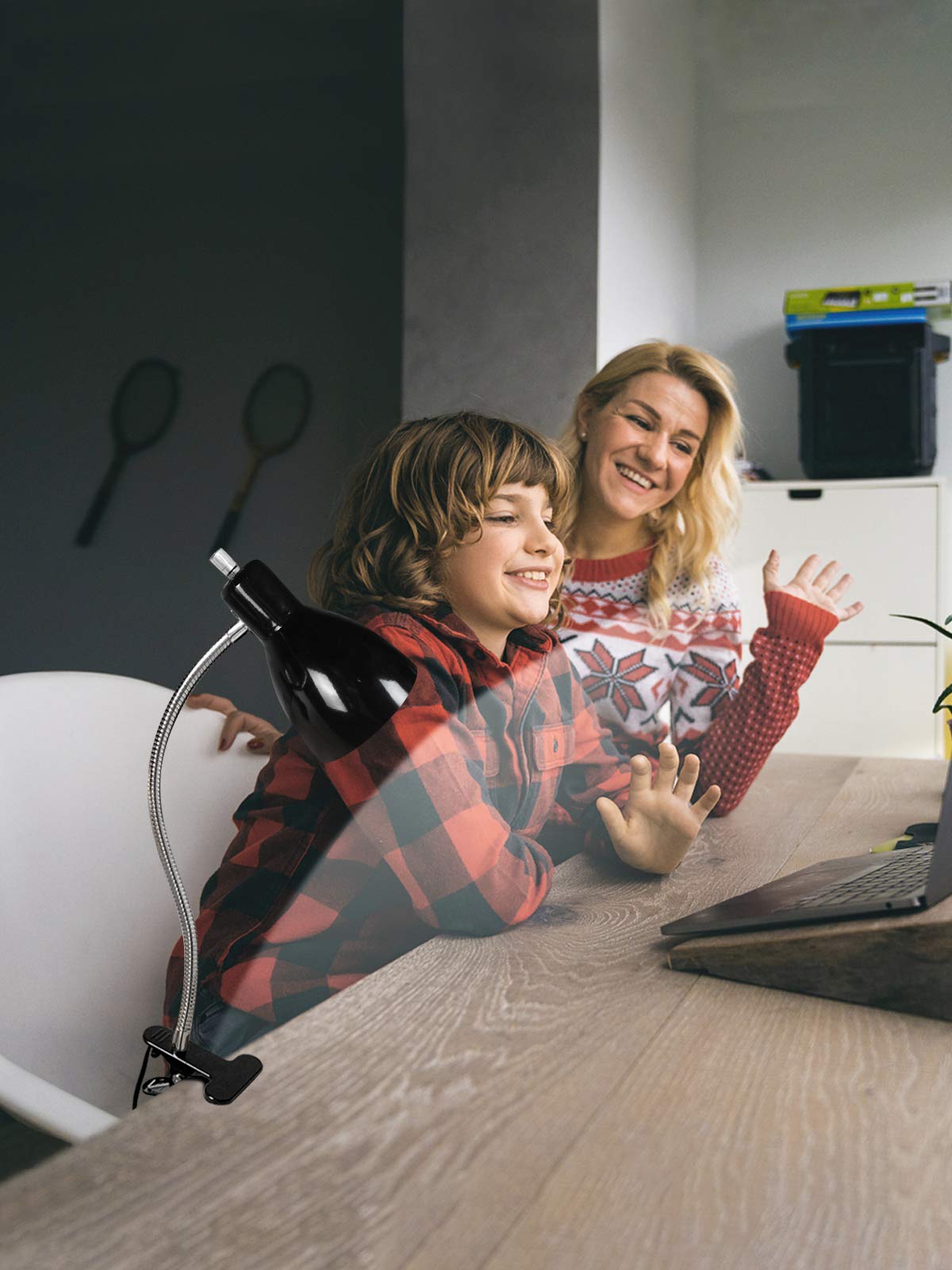 LALISU Desk Lamp Eye-Caring Gooseneck Clip Light, Portable Reading Lamp, Black, Model LALISULALITB004