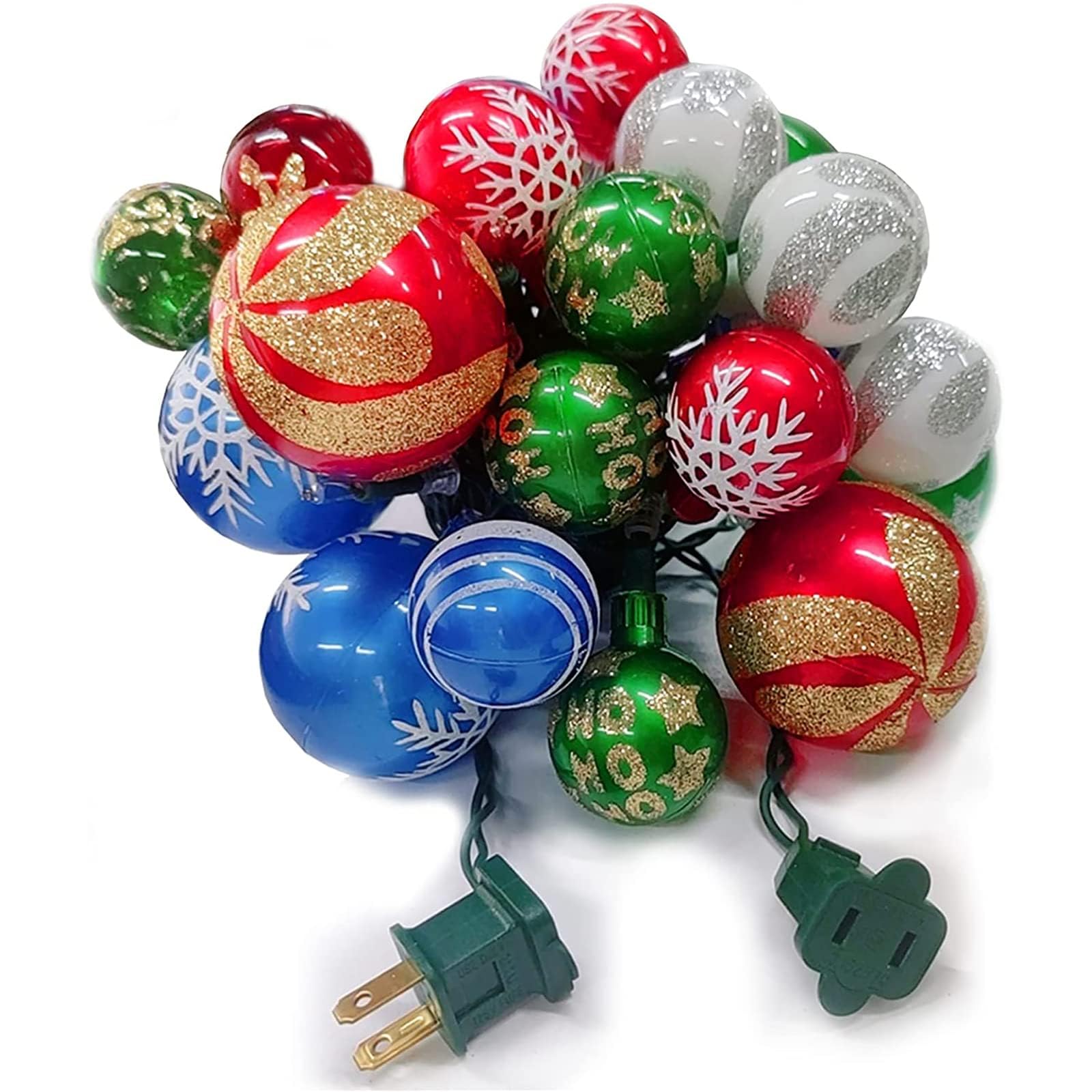 itayak Christmas Ball Ornament Lights, 28ft 25 Bulbs Tree String Lights, Indoor Plug-in Expandable Wire for Holiday Party