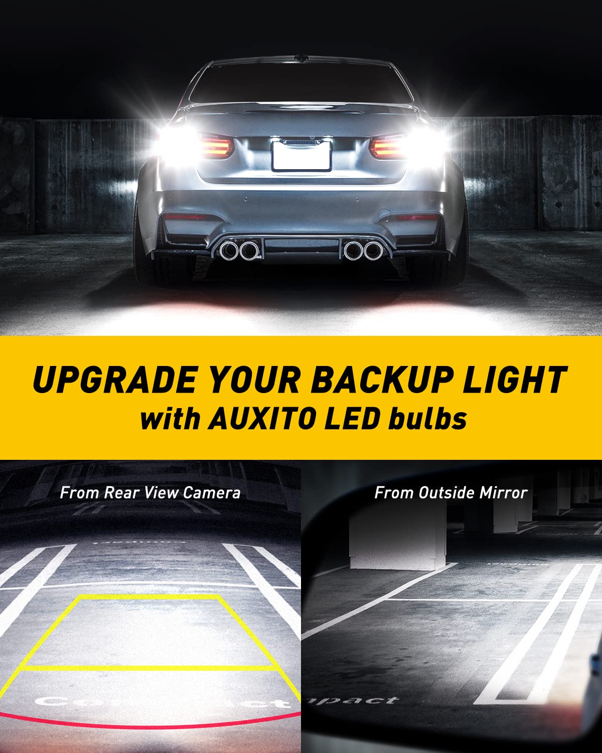Auxito 1156 Led Bulb For Reverse Lights, 500% Super Bright White 1141 1073 7506 Led Bulbs With Projector Replacement For Reverse