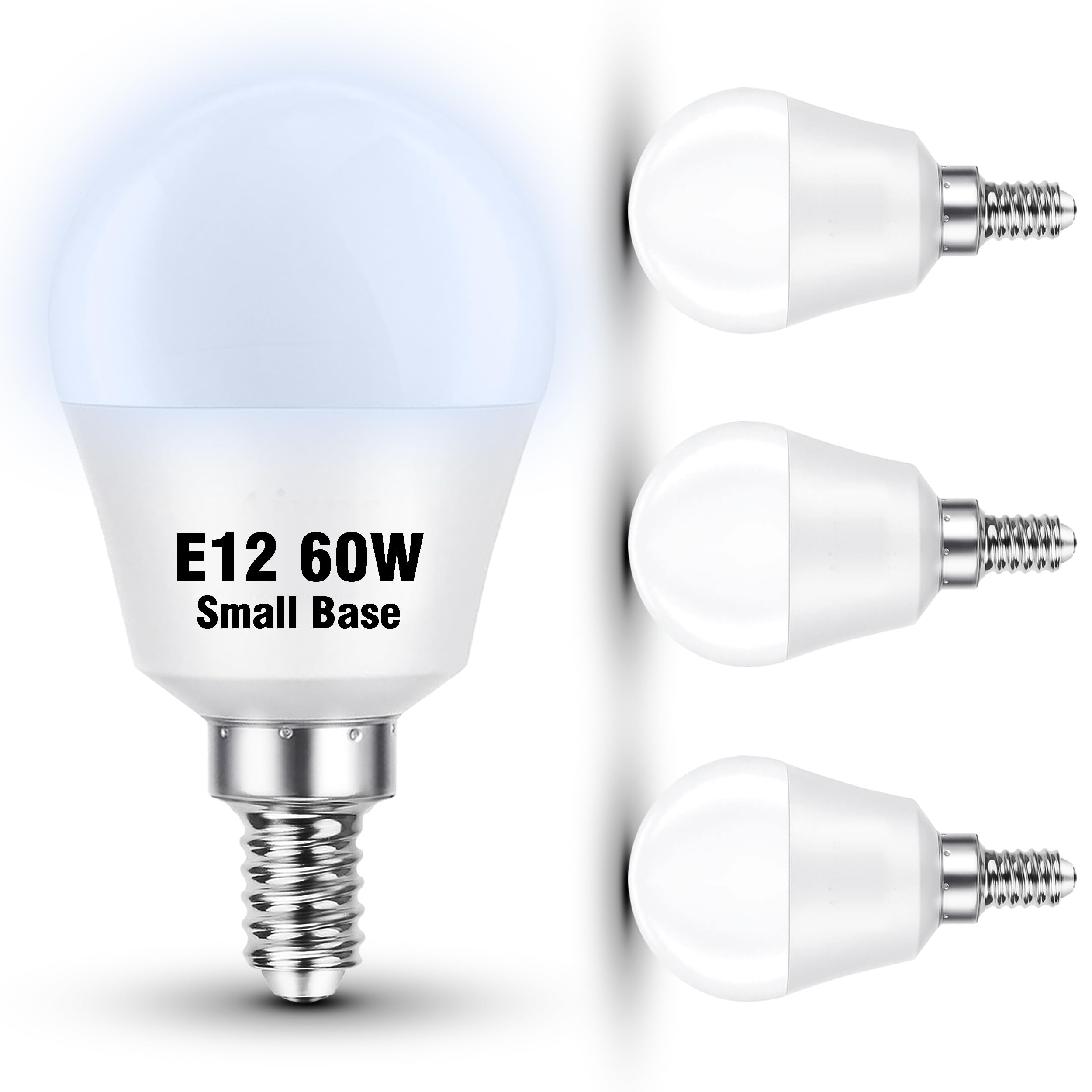 Elmoyle E12 LED Globe Candelabra Light Bulbs 60 Watt Equivalent, Daylight White 6000K, E12 A15 Light Bulbs Small Base for Chande
