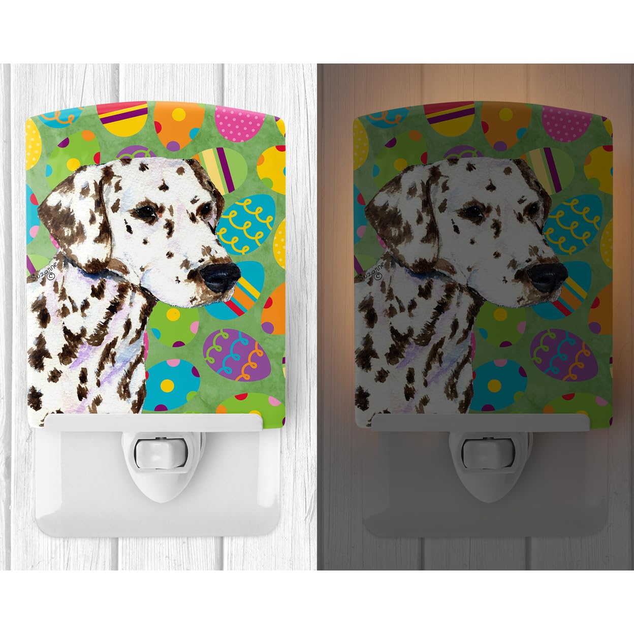 Carolines Treasures Ceramic Night Light, Dalmatian Design, UL-Certified, 6x4x3in, Multicolor, Model SS4814CNL