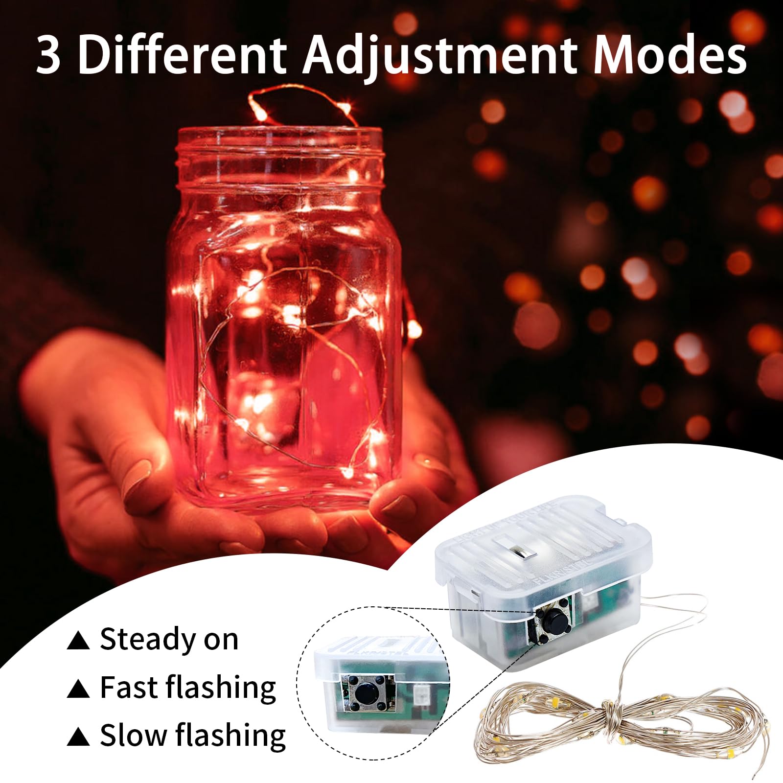 chzk 8 Pack Red Fairy Lights 20 LED Twinkle String Lights Battery Operated Waterproof 7Ft A01-Mini