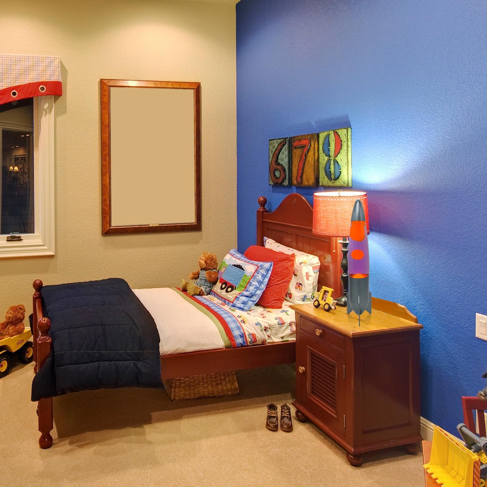 Pioensi Liquid Motion Lamps: 16 Inch Rocket Shape Lamps with Purple Liquid and Orange Wax, Vintage Style Liquid Motion Lamps, Gi