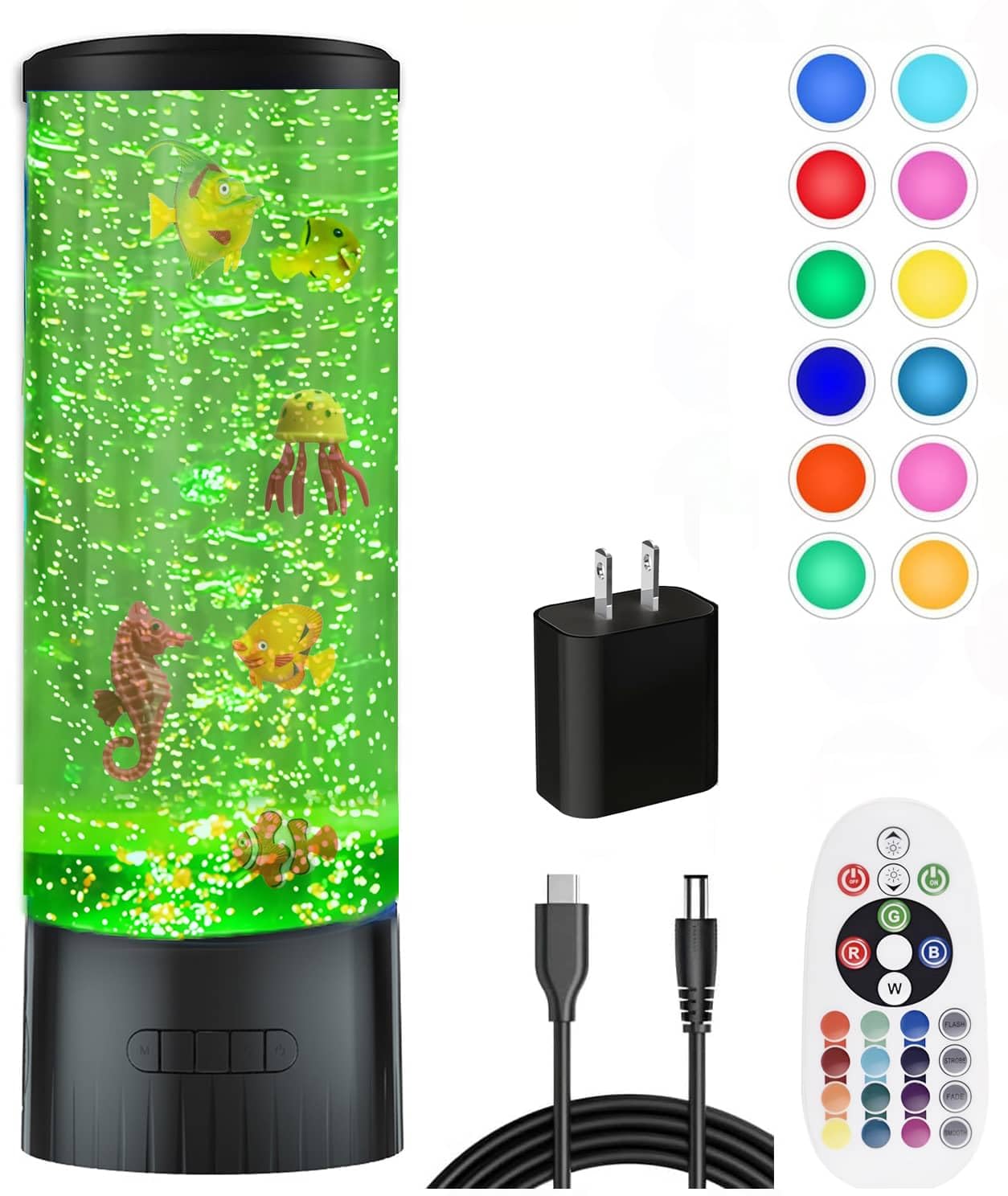 Desktop Sensory Bubble Tube Lamp With Artificial Fish - Autism Anxiety Relief Night Light  Color Changing Bubble Tube For Relaxation - Aquarium Mood Light Gift For Kids mature-themeds  Home Office Decor