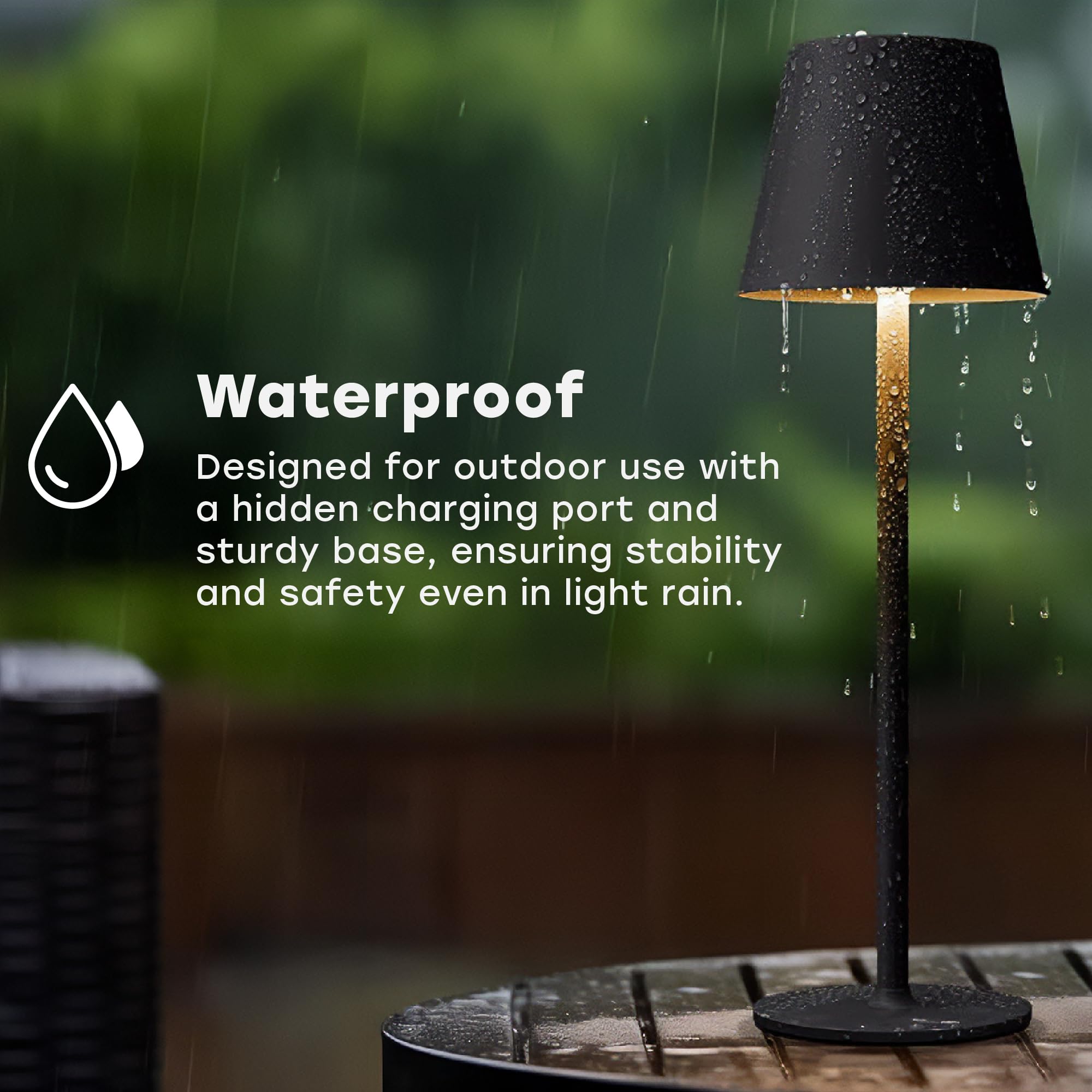 CASABOLA Cordless Table Lamp, 5200mAh Battery, 3 Color Dimming, 4.5inD x 4.2inW x 15inH, Black, Model BSD