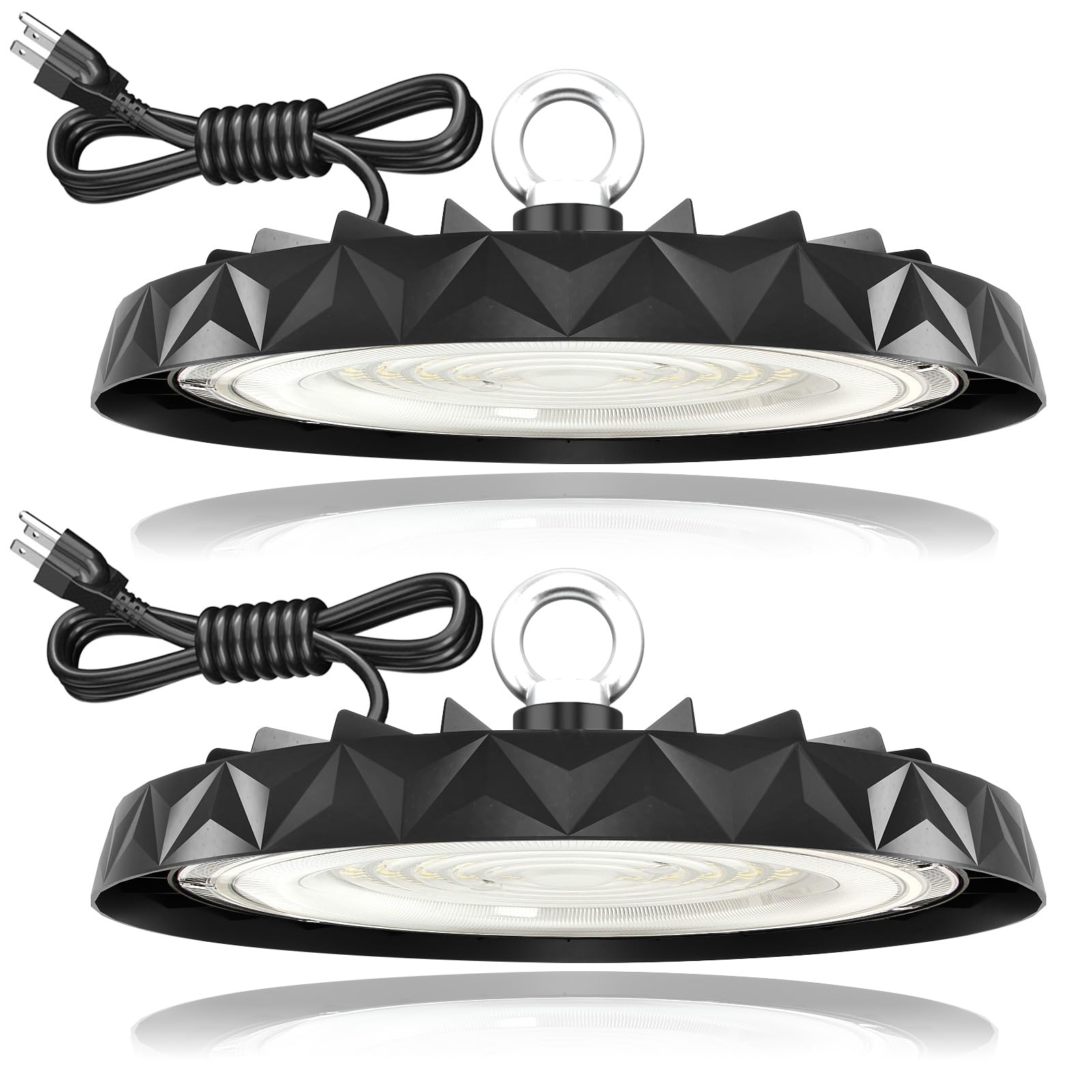 CHMLT 2Pack UFO LED High Bay Lights 150W,19500LM,6000K Daylight,Energy Efficient Commercial Warehouse Shop Light with 5ft Power 