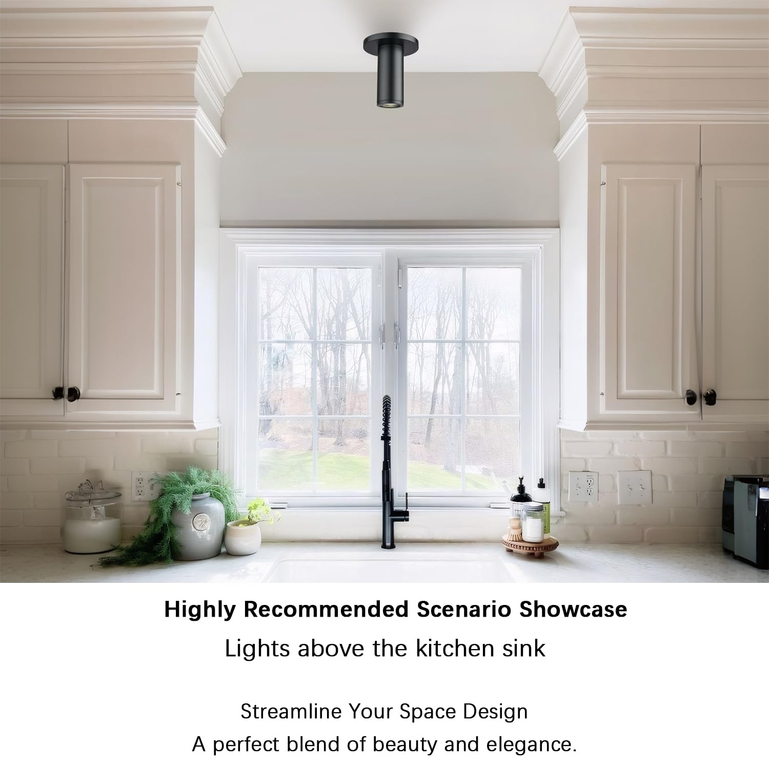 Pirxxiy Soft Black Ceiling Light Fixture, Flush Mount Led Dimmable Cylinder Spot Light, Living Room Hallway Kitchen Dining Room