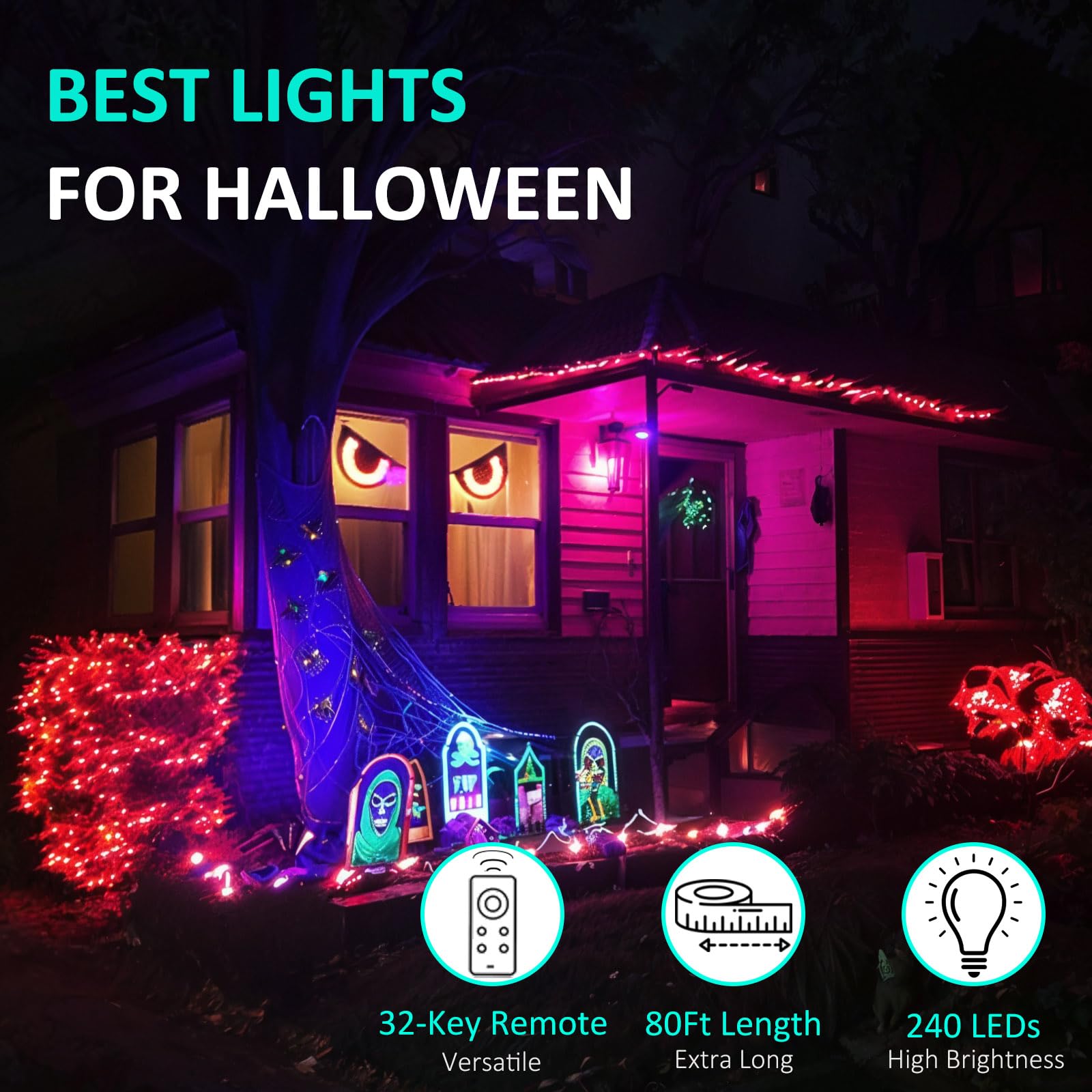 Outdoor String Lights,80 Ft Rope Lights 240 Leds Color Changing Lights With Remote, Waterproof Lights Plug-In Outdoor Fairy Lights Twinkle Lights For Wedding, Patio, Garden, Christmas Decor,16 Color
