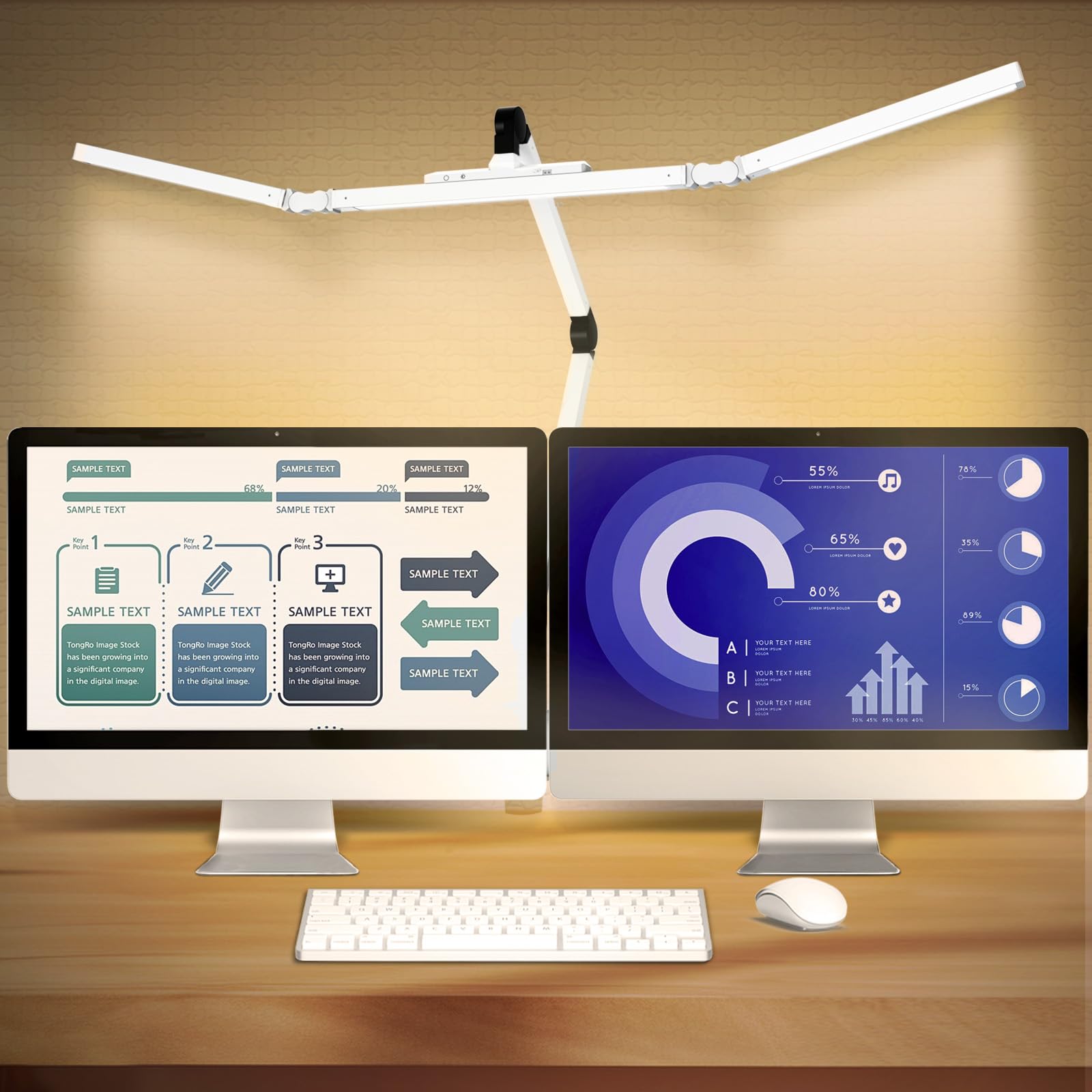 Bzta Led Desk Lamp For Home Office, Ultra Bright Touch-Dimming Architect Table Lamp With Clamp, 24W Adjustable Foldable Three Swing Arm Eyecare Led Desk Light With Infrared Sensor -White