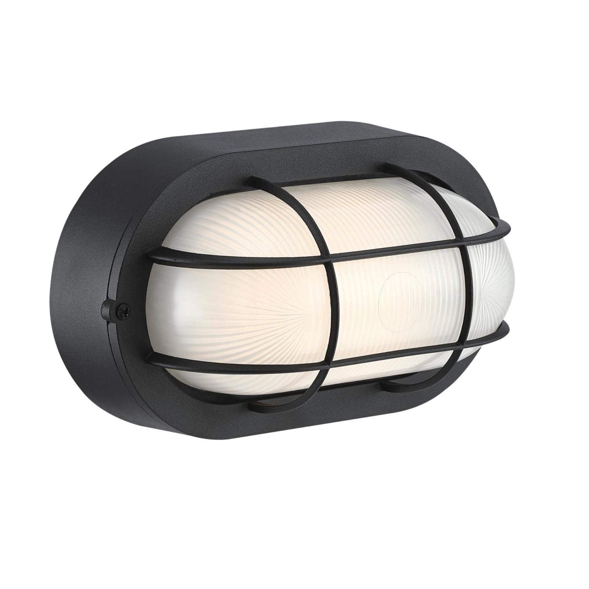 Westinghouse 6113700 One-Light Dimmable LED Outdoor Wall Light, Textured Black Finish, White Glass