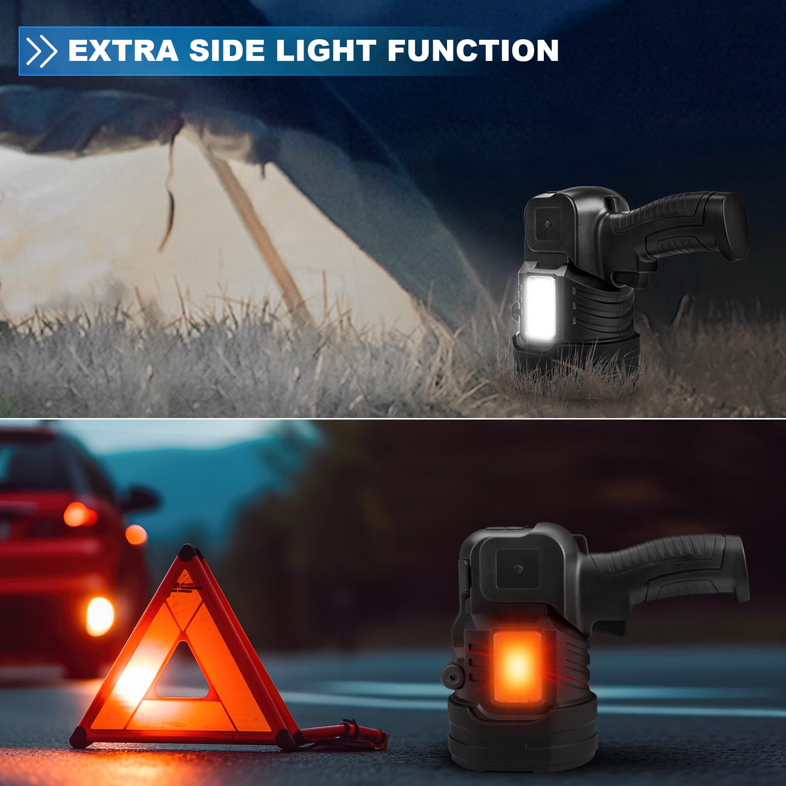 Lylting 1,000,000 Lumens Rechargeable Spotlight Flashlight, Lightweight Handheld LED, Black, Model W5119, Ideal for Hunting & Camping