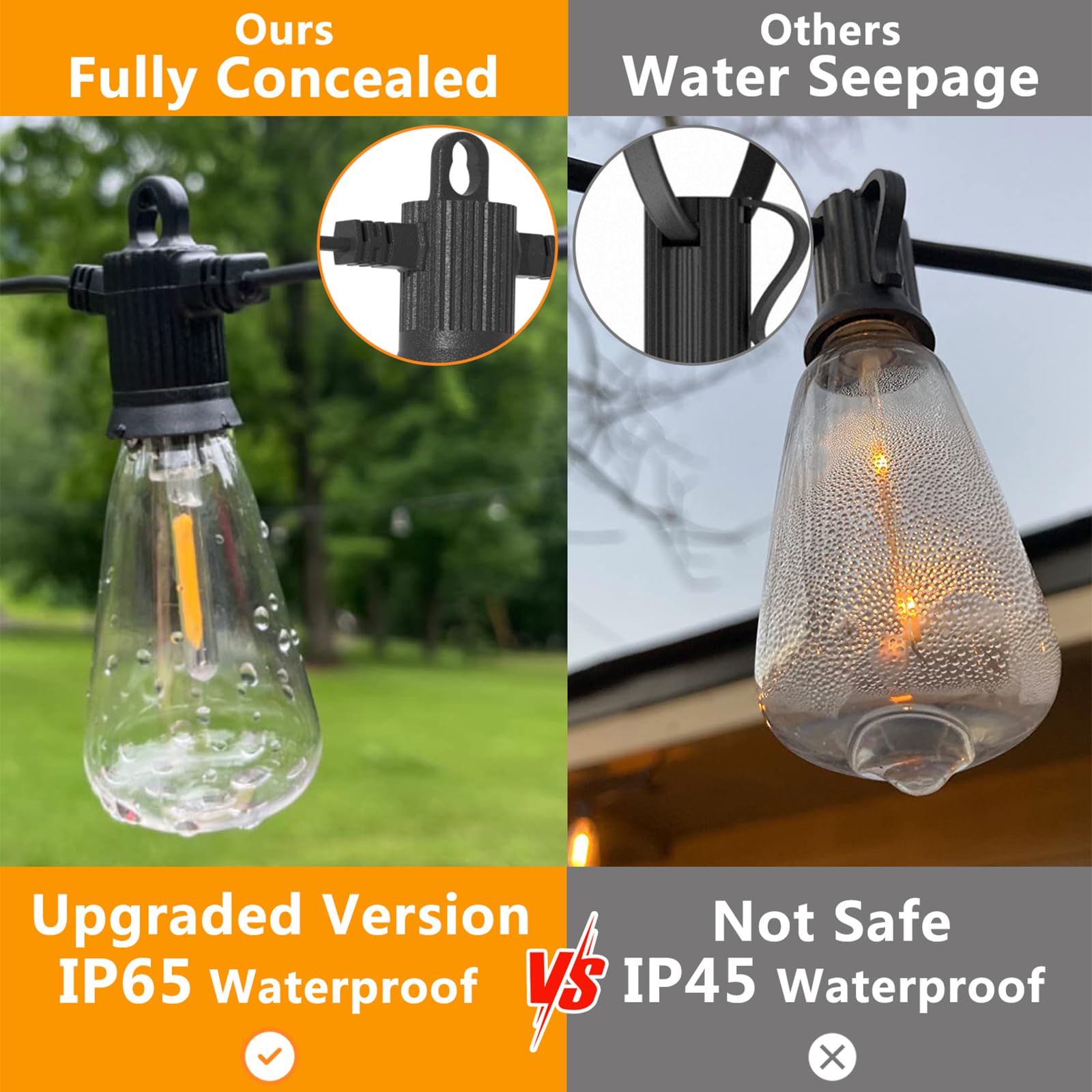 ZOTOYI Outdoor LED String Lights, 100Ft Waterproof IP65, 50+2 Dimmable Shatterproof Bulbs, Black, Vintage Patio Lights