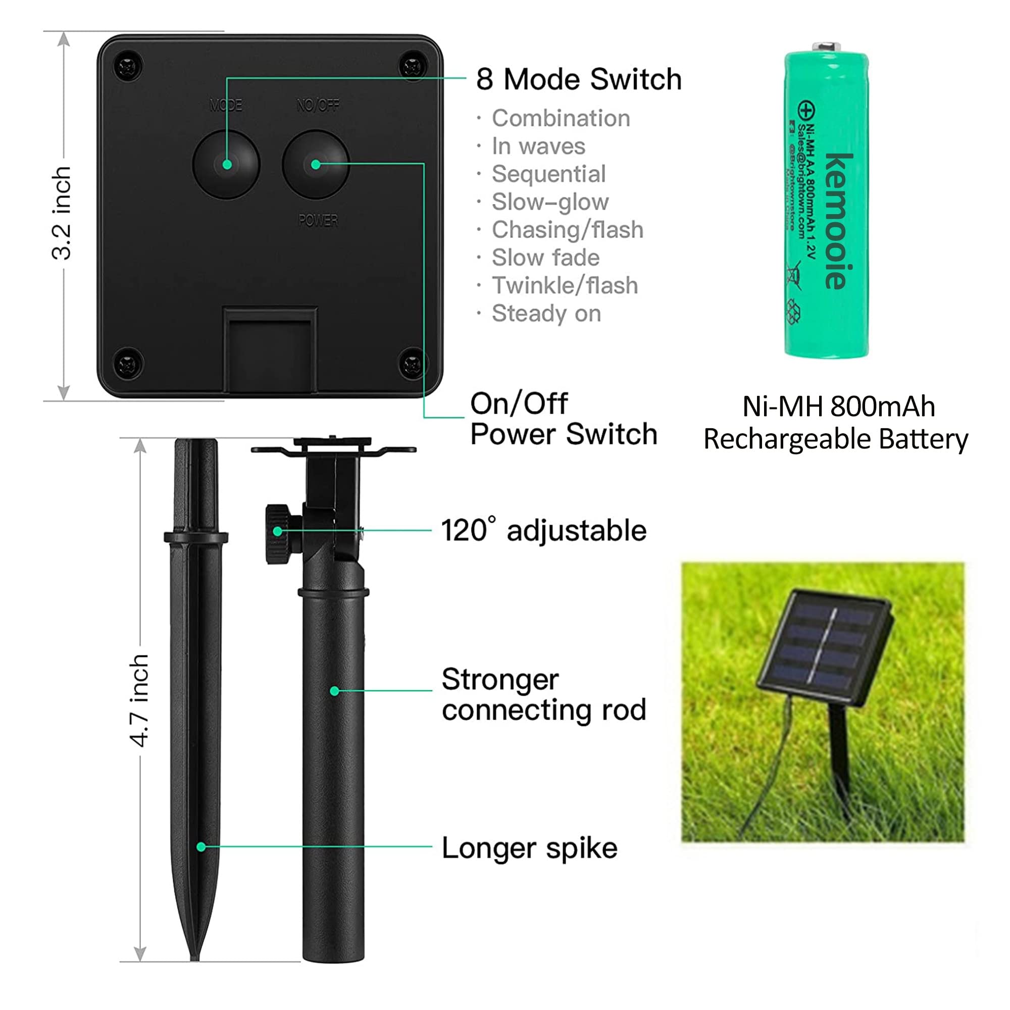 kemooie 2 Packs of 100 LED Solar Purple Christmas Lights, 8 Twinkle Modes Waterproof Solar Fairy Lights, for Outdoor Indoor Pati