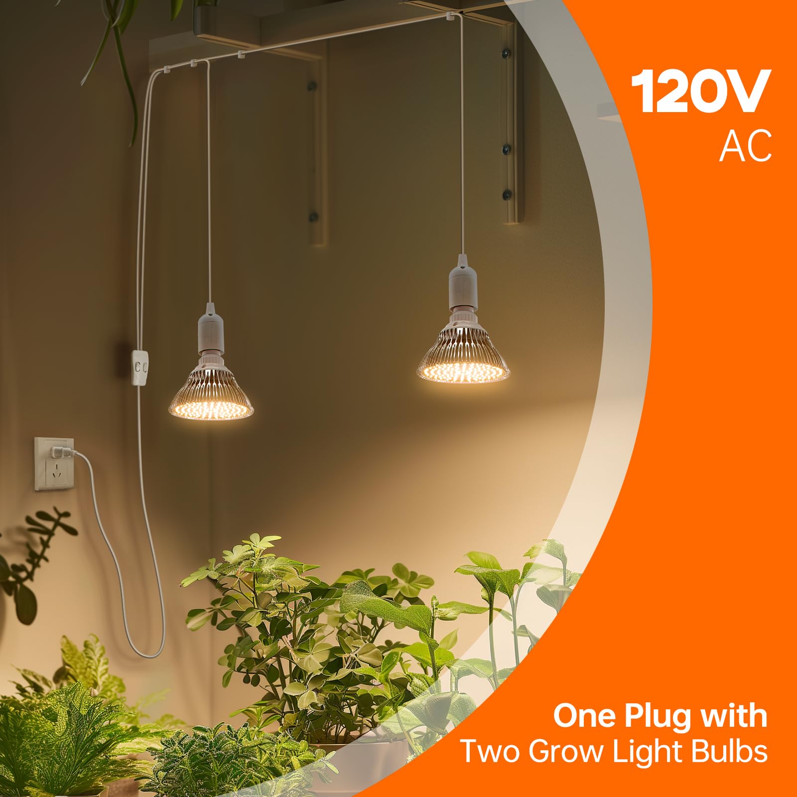 Bstrip Hanging Grow Light, 50W (25W X 2), One Cord Double Head, Led Grow Lights For Indoor Plants, Full Spectrum, Grow Lights Fo