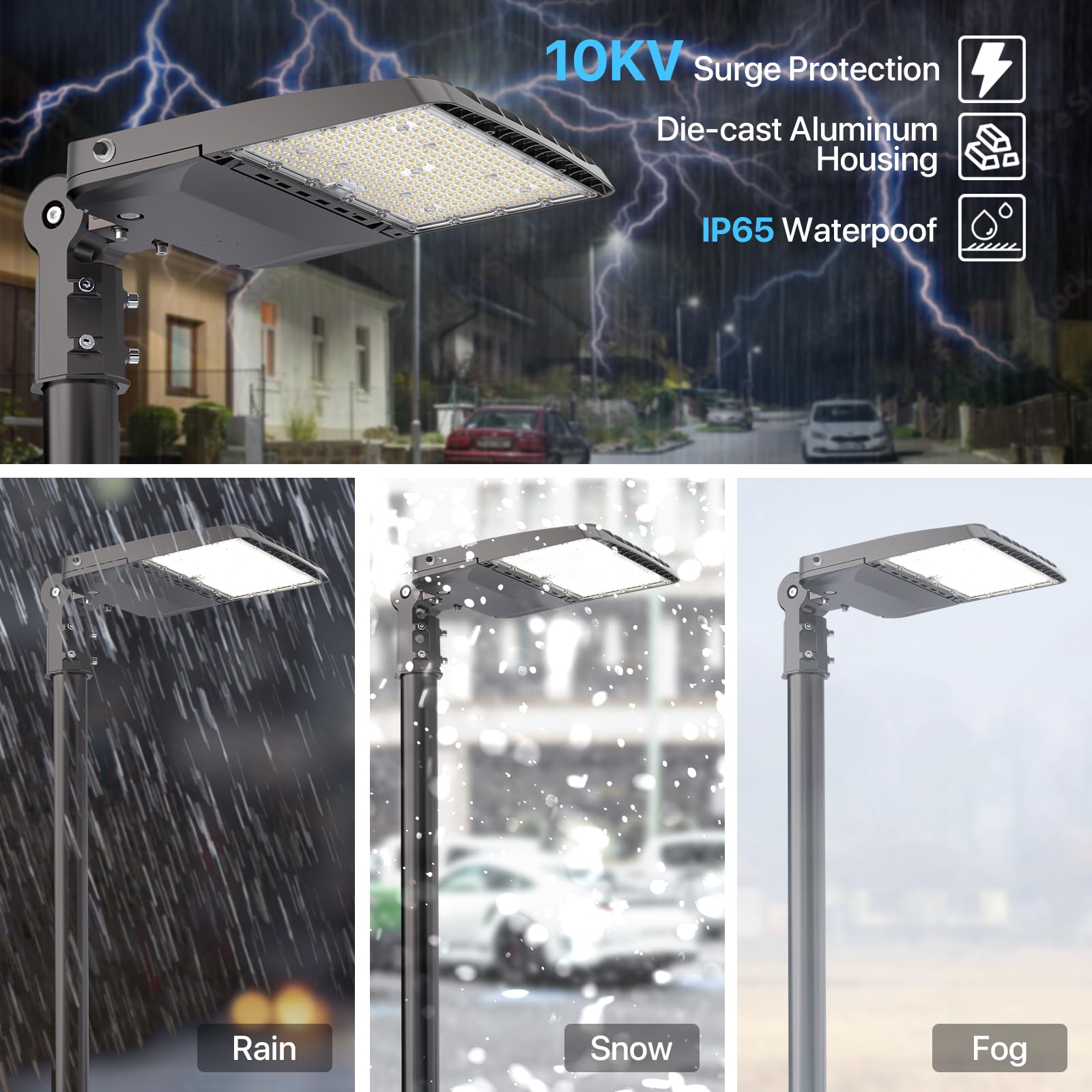 Hyperlite Led Parking Lot Lights 200W With Dusk To Dawn Photocell, 5000K 30,000Lm Outdoor Commercial Area Lighting With Ul Certi