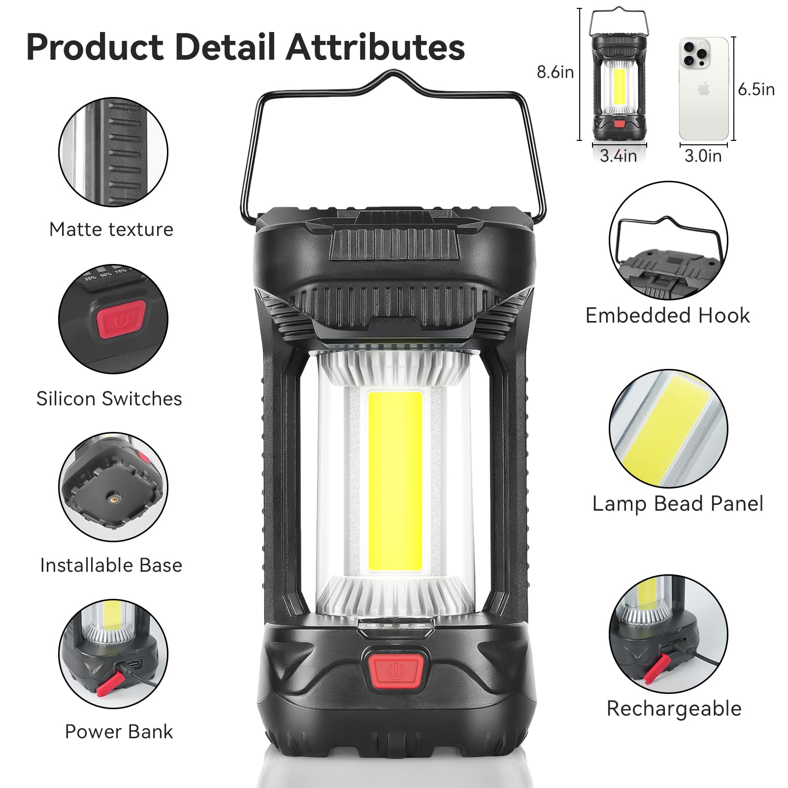 Alpswolf 1000 Lumens Rechargeable Camping Lantern - 4000Mah Phone Charger, Ipx4 Waterproof, 4 Light Modes & Sos Strobe, Led Lant