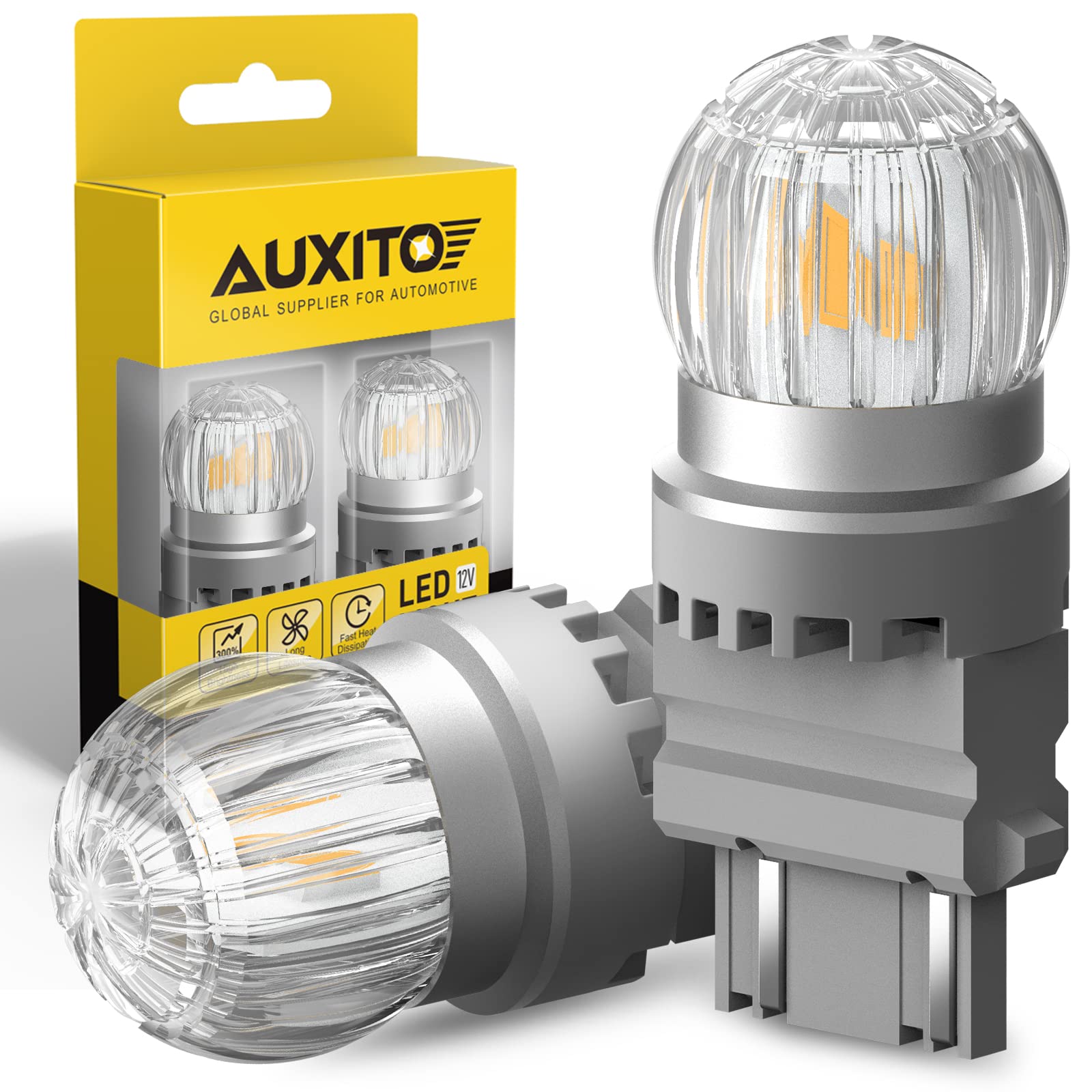 Auxito 3157 Led Bulb Turn Signal Amber Yellow 350% Brighter, 3056 3156 4057 4157 Led Light For Blinker Turn Signal Lights, Brake