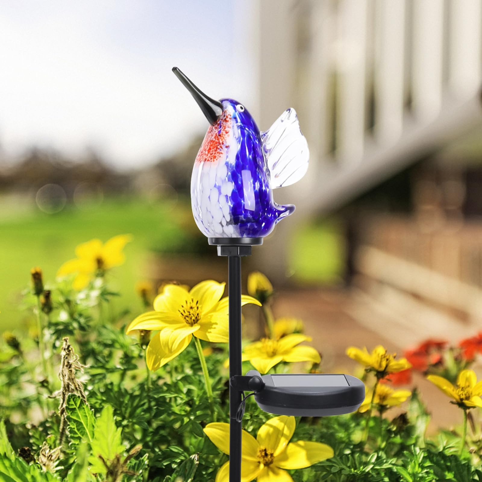 Bshine Solar Garden Decoration Outdoor Hummingbird Lights Stake  Hand Blown Glass Waterproof Solar Light Decorate Paths  Pathways  Lawns And Yards Art For Mom Gifts