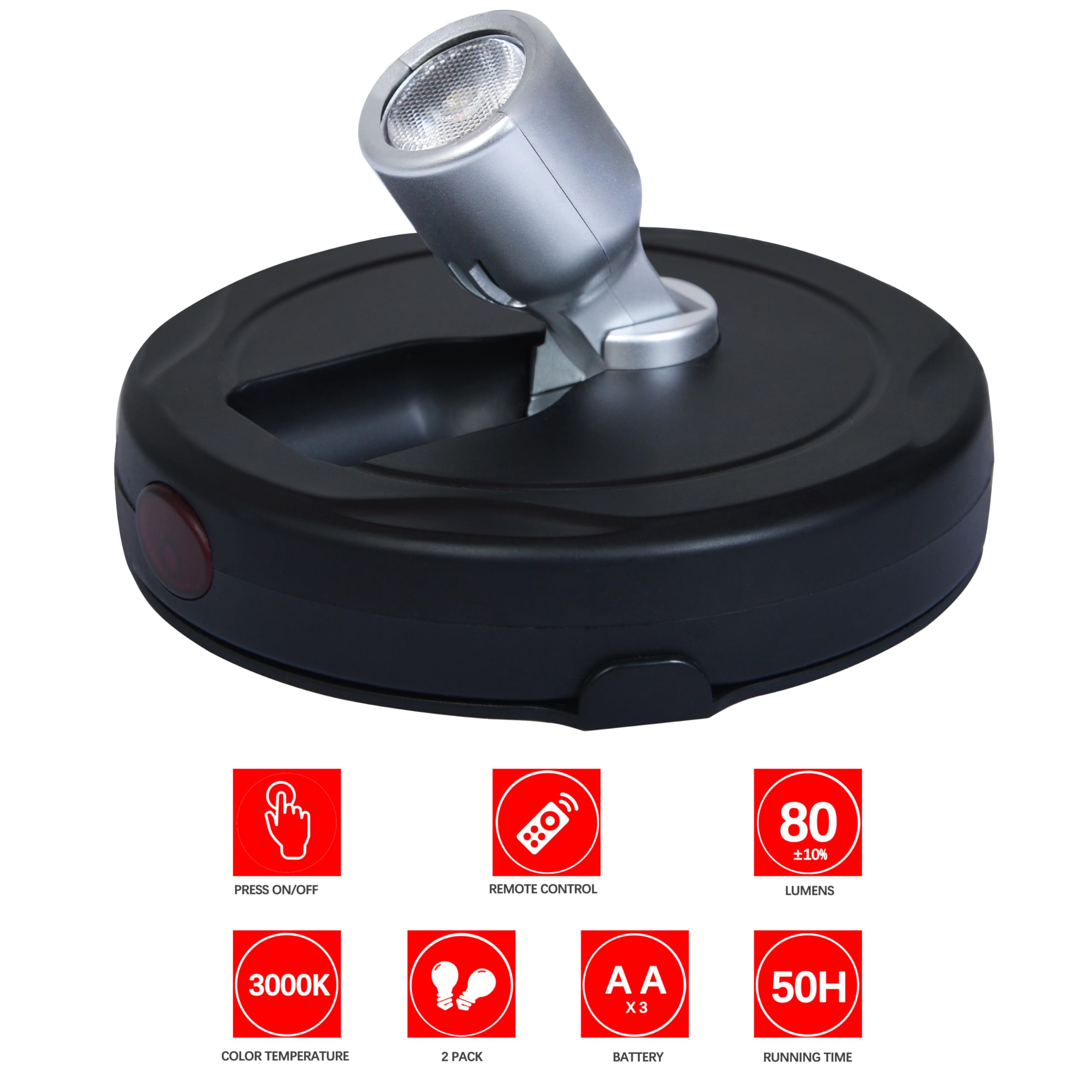 Bergustch Battery Powered Led Spotlight, Wall Picture Lights, Indoor Uplighting, Puck Lights With Remote, Plants Spot Light, Dis