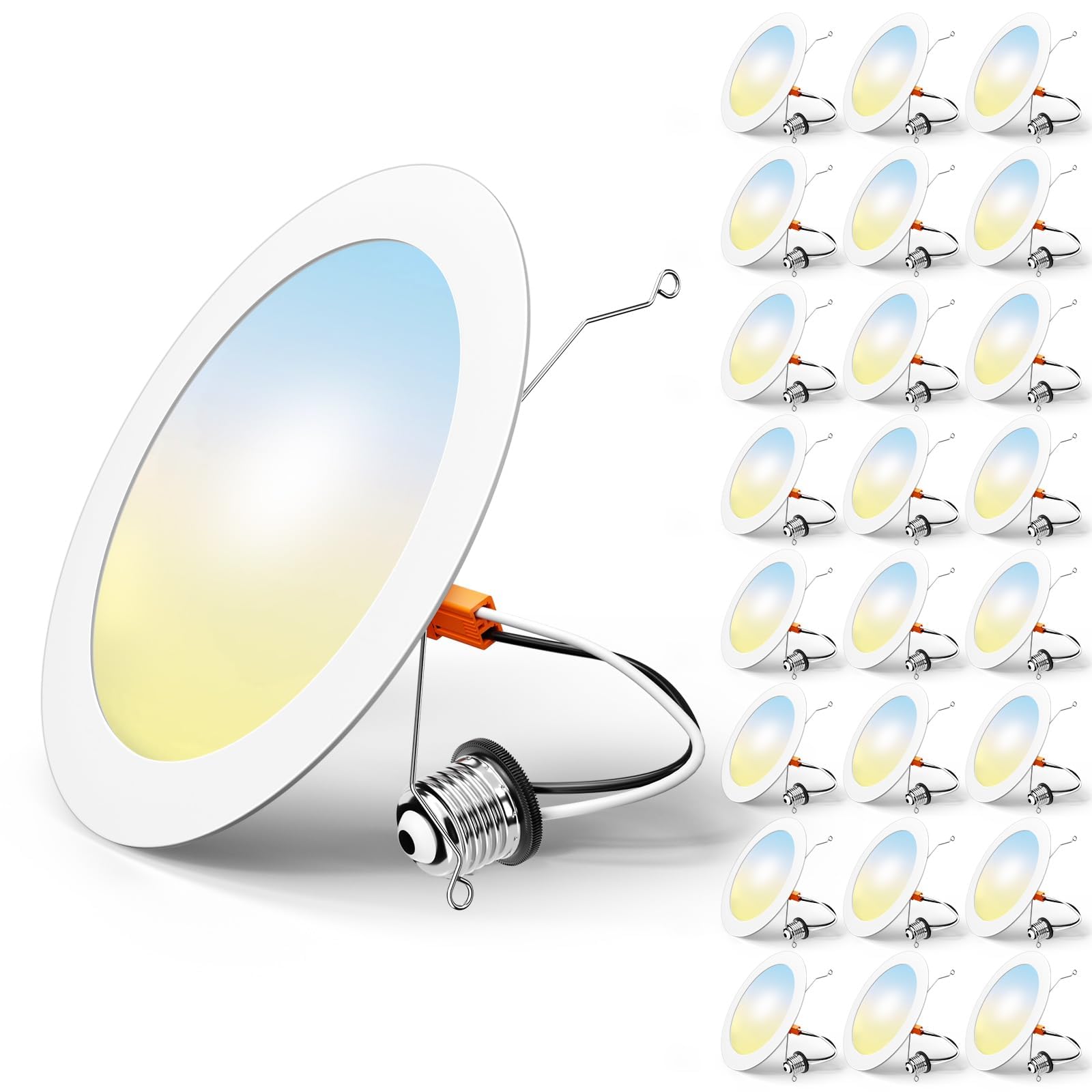 FREELICHT 24 Pack Retrofit LED Recessed Lighting 6 Inch, Selectable 2700K/3000K/4000K/5000K/6000K, Dimmable Flat LED Can Lights,