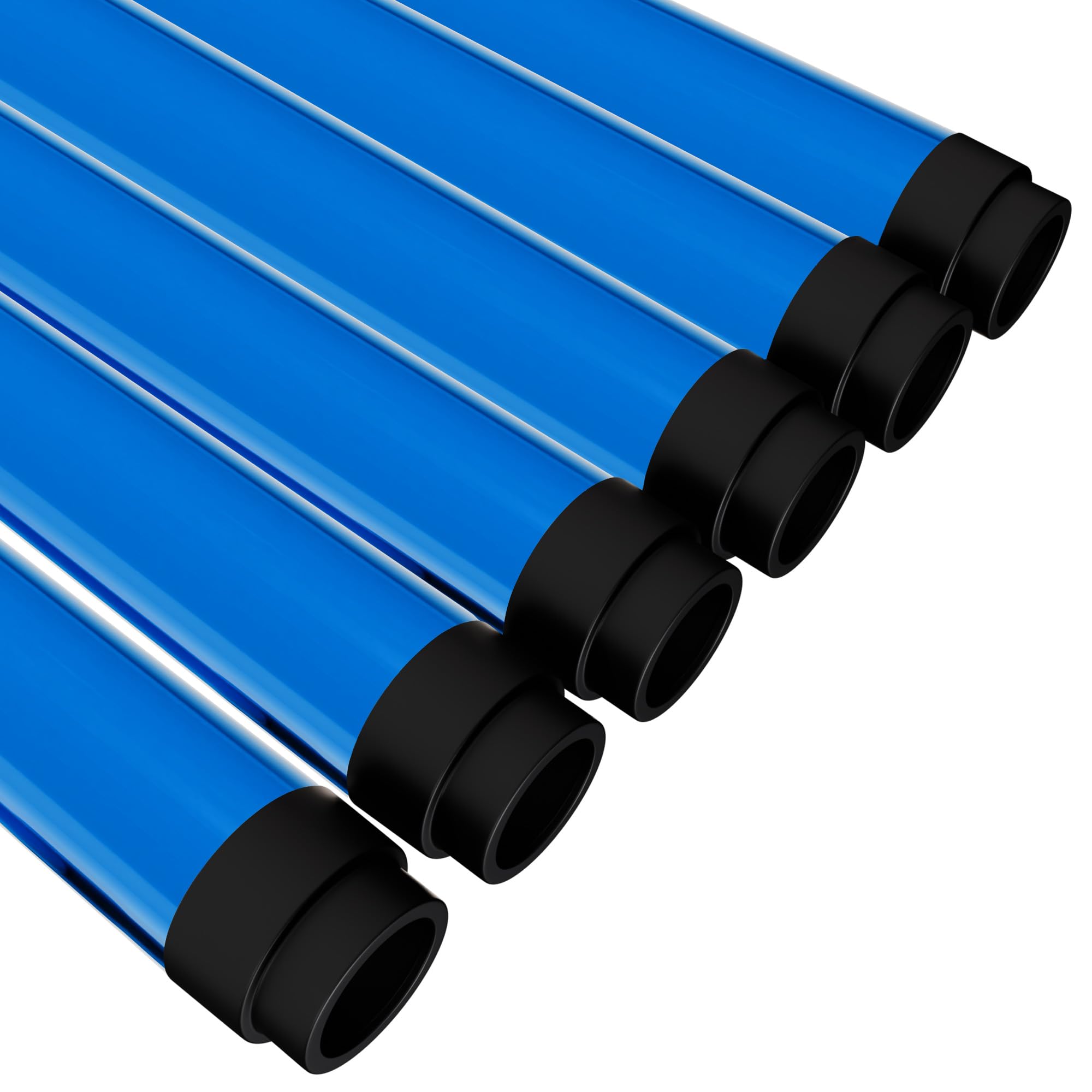 Kastlite T8 Led/Fluorescent Light Tube Guard With End Caps - 46-3/8 Lamp Diffuser Covers & Safety Sleeves  Ocean Blue Colored Protective Plastic Bulb Covering & Overhead Lighting Accessory  Pack/48
