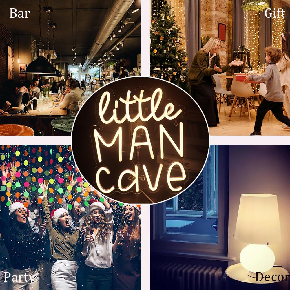 Little Man Cave Neon Sign  Decorative Neon Lights For KidS Room Play Room Wall Decor Neon Light Sign  Christmas Birthday KidS Gift Thanksgiving Gift(Warm White)