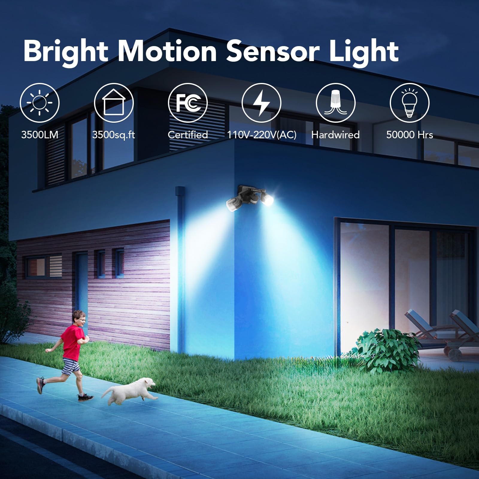 Orein Motion Sensor Outdoor Lights, 3500Lm 450? Adjustable Security Light Dimmable Dusk To Dawn Flood Lights Outdoor, 180? Motio