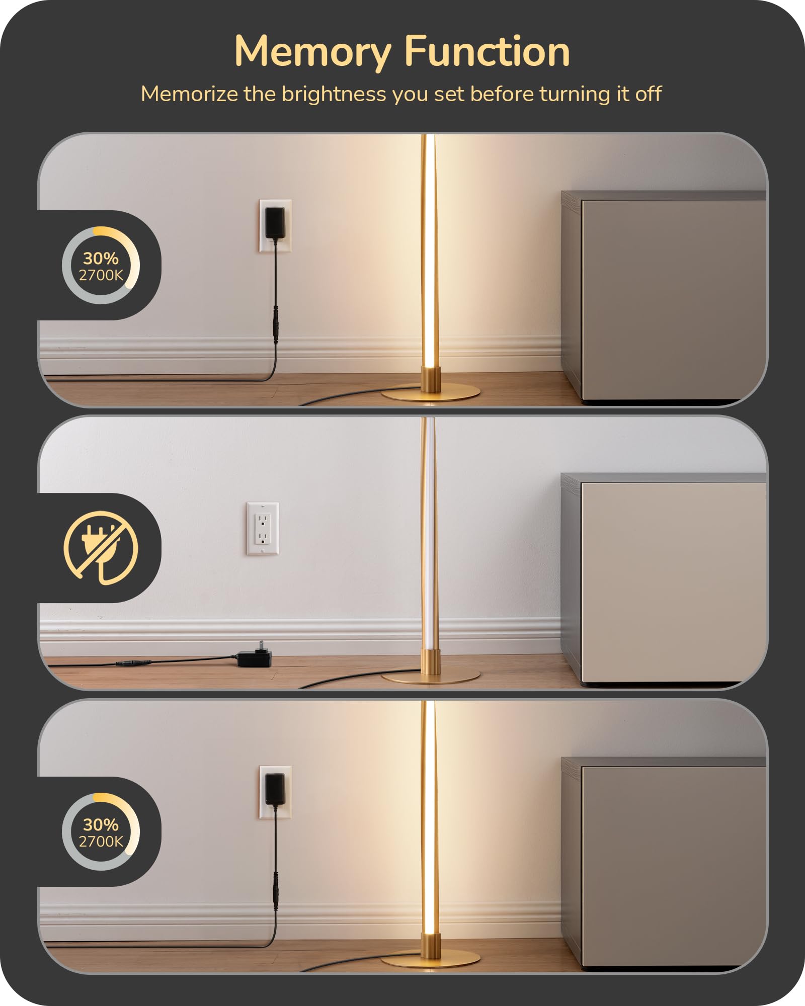 EDISHINE Helix LED Floor Lamp, 56 Tall Pole Lamps 2700K-6000K Dimmable, Remote Control & Foot Switch, Modern Minimalist Standing