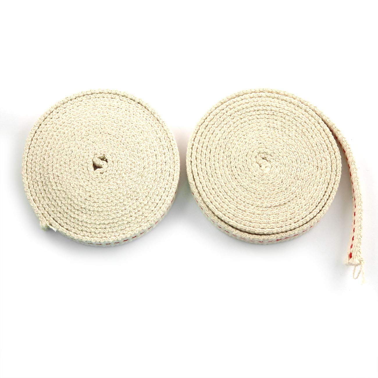 E-Outstanding 2 Roll 3/8'' Cotton Lantern Wick Flat Cotton Oil Lamp Wick With Red Stitch For Kerosene Burner Stove Lighting Lant
