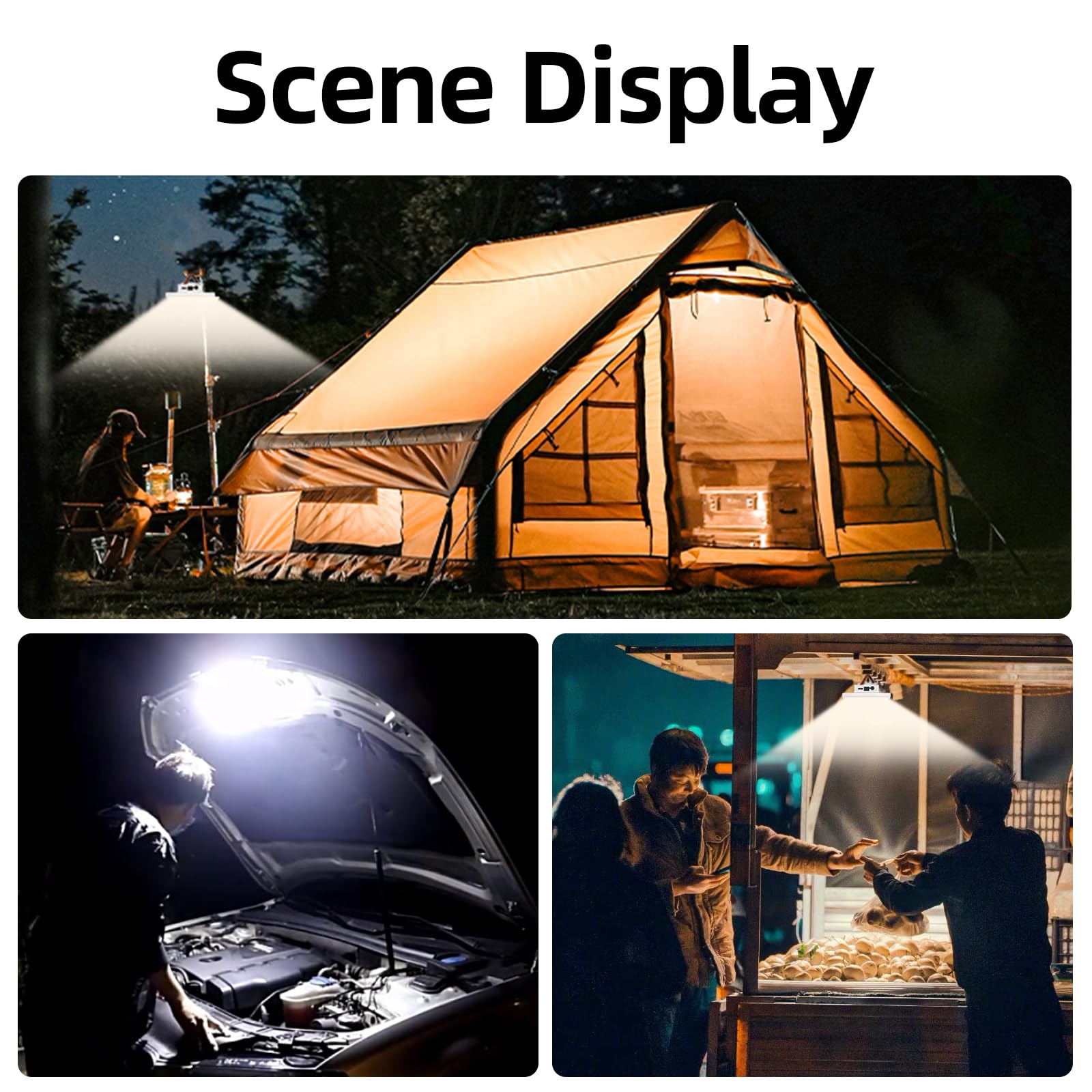 Tent Light Rechargeable Hanging Flashlight Ultra Bright Led Camping Lantern With Waterproof Portable Tent Lamp For Camping Emergency Usage(Infinite Dimming-Remote)