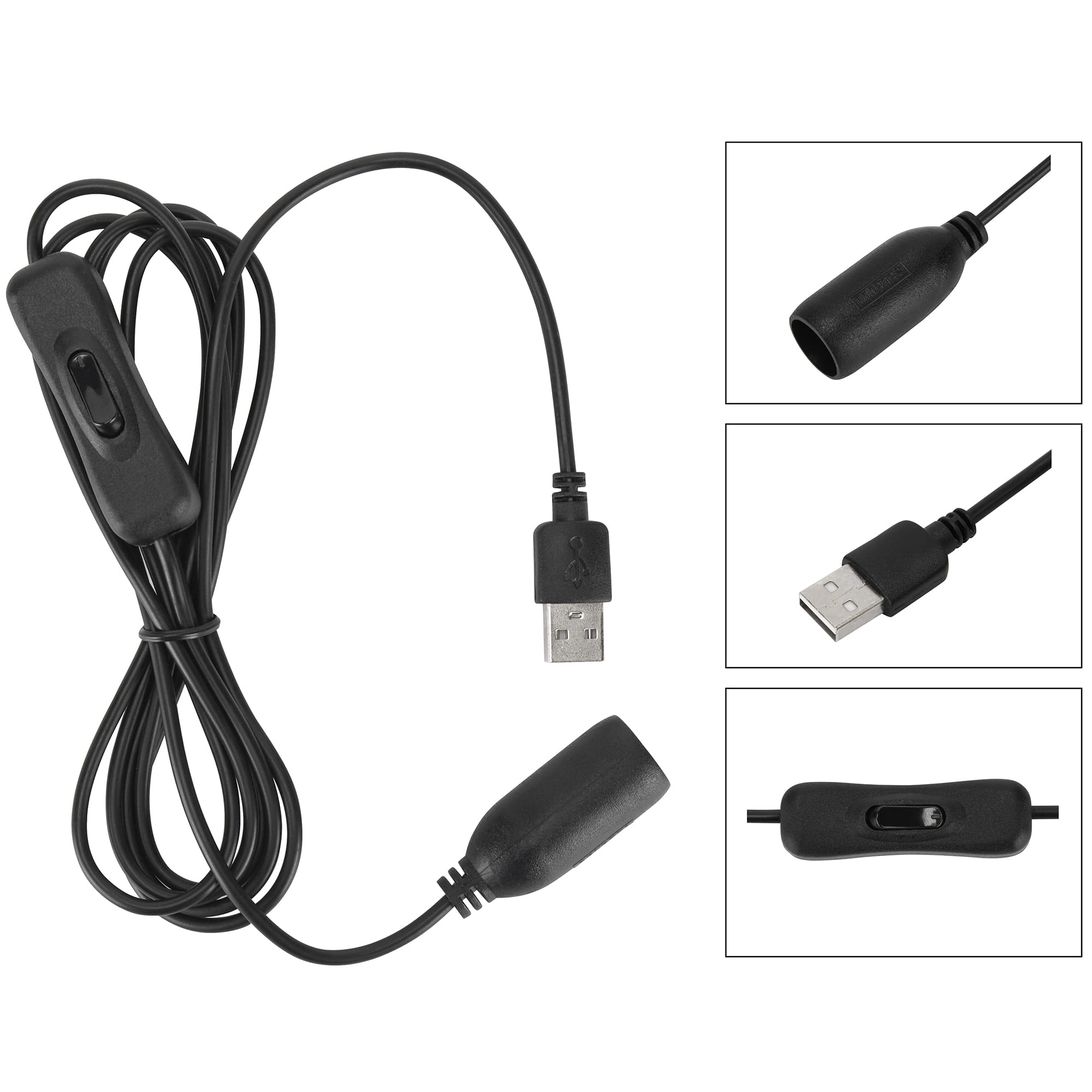 GutReise 5V USB to E14 Socket with 2 E14 LED Bulbs, Black, Plastic, Ideal for Table Lamp and Home Decoration