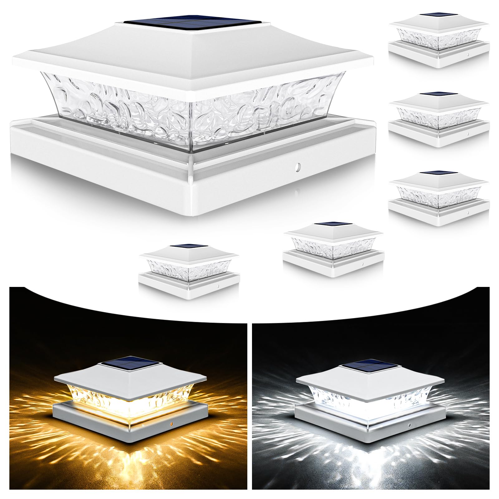 VOLISUN Solar Post Cap Lights Outdoor 4x4/6x6 Wooden/Vinyl Fence Post Cap Lights Solar Deck Post Lights Patio Garden,Warm White