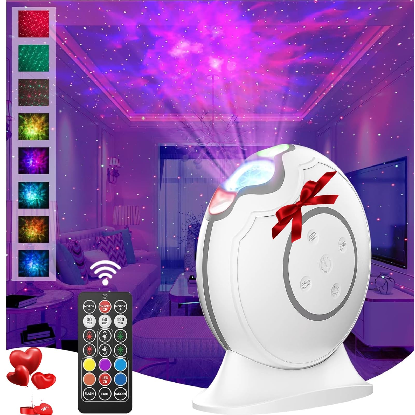 LOFTEK Galaxy Projector Star Projector, 360° Adjustable, Remote Control, Rechargeable, 1 Pack, White, Model YFR-001A