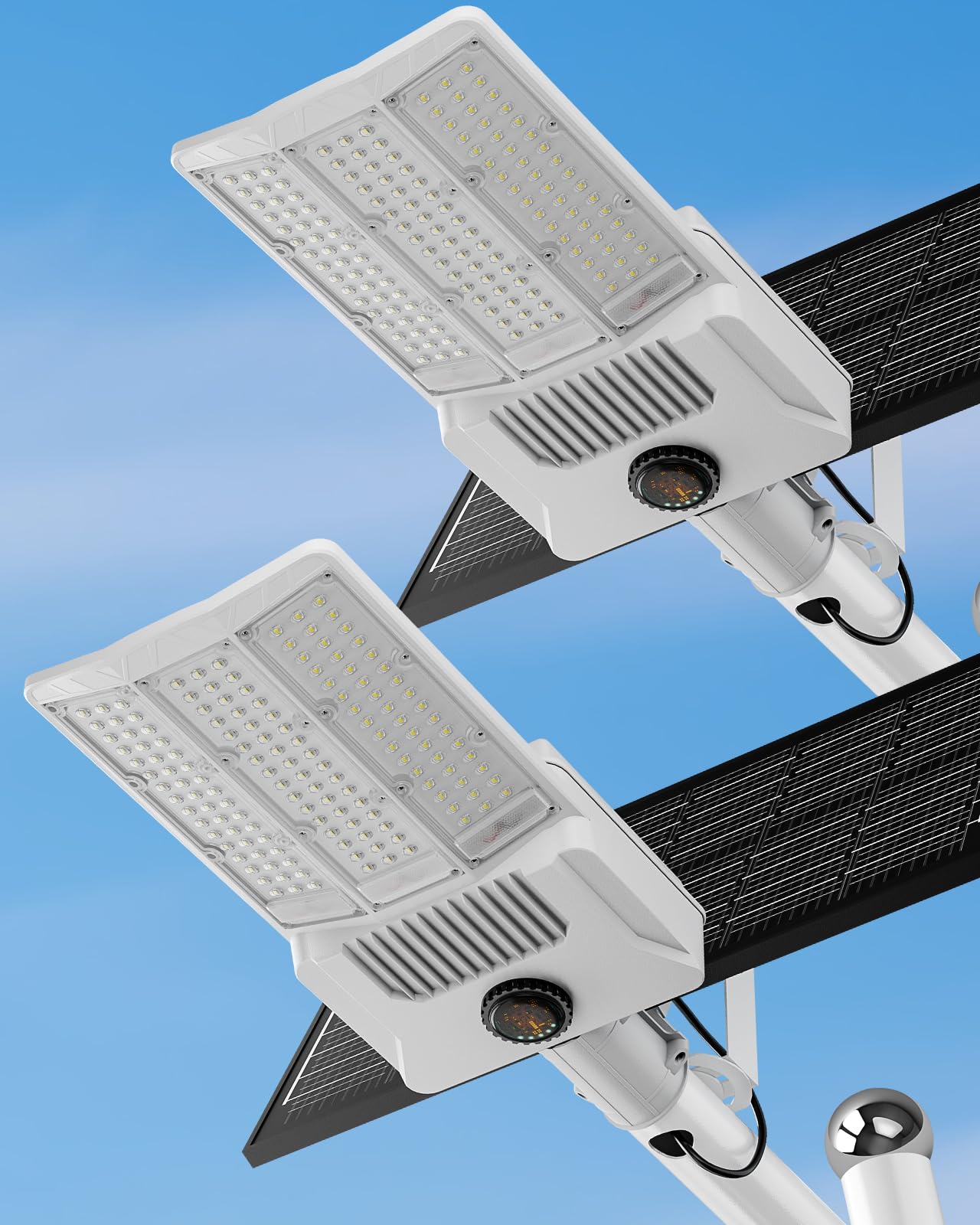 HWHDJ Solar Street Lights - 13000W, IP67 Waterproof, Motion Sensor, Remote Control, 2PACK, White