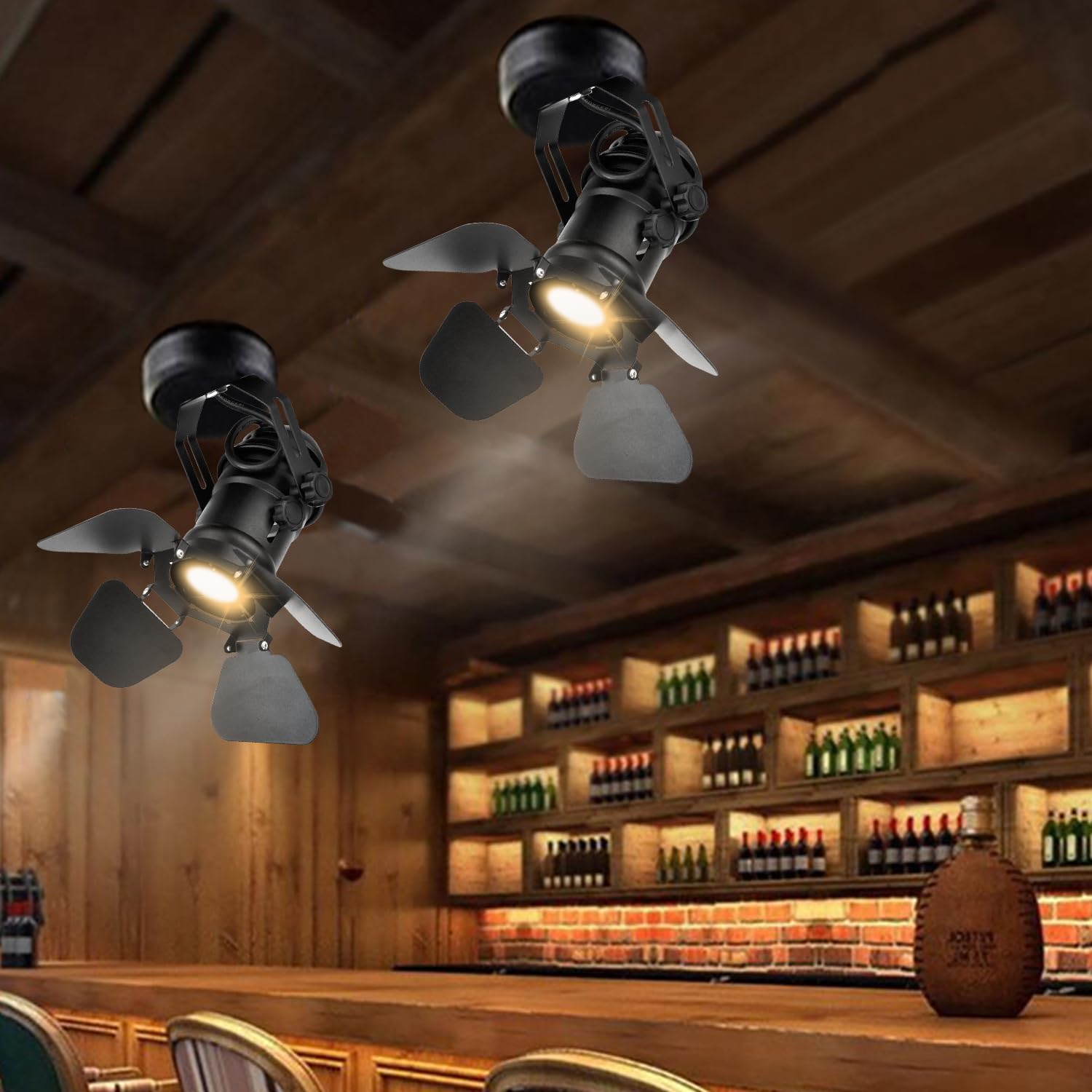 Tislyco Industrial Vintage Ceiling Spotlight Lamp, Adjustable Black Wall Lamp/Ceiling Light Barn Door Design Spot Lights Indoor